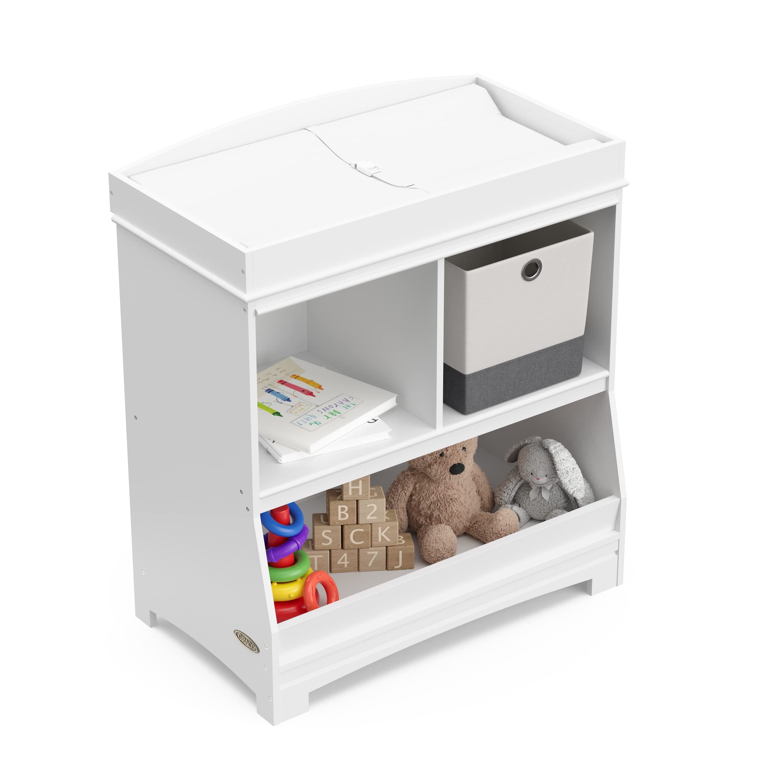 Graco Benton White Changing Table with Storage - GREENGUARD Gold Certified Baby Changing Station | Fits Standard Changing Pads | Nursery & Kids Bedroom Organizer | Perfect for Diaper Changes & Baby Care Essentials Storage