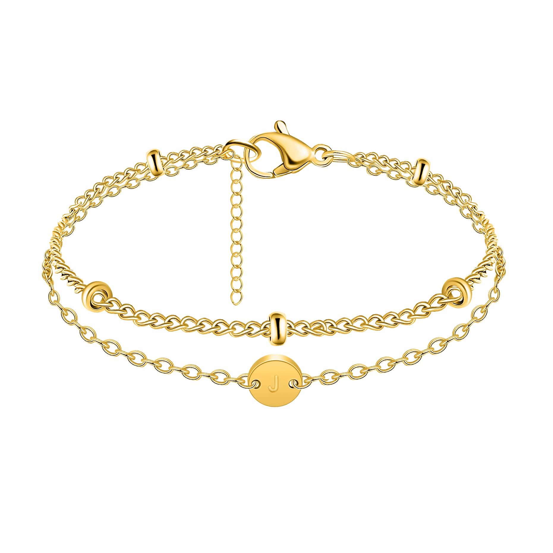 JoycuFF Matching Couple Bracelets with A-Z Initial Charms - Valentine's Day, Birthday Gifts for Women, Men, Girlfriend, Boyfriend, Wife, Best Friend - Perfect for Anniversaries, Weddings, and Romantic Occasions
