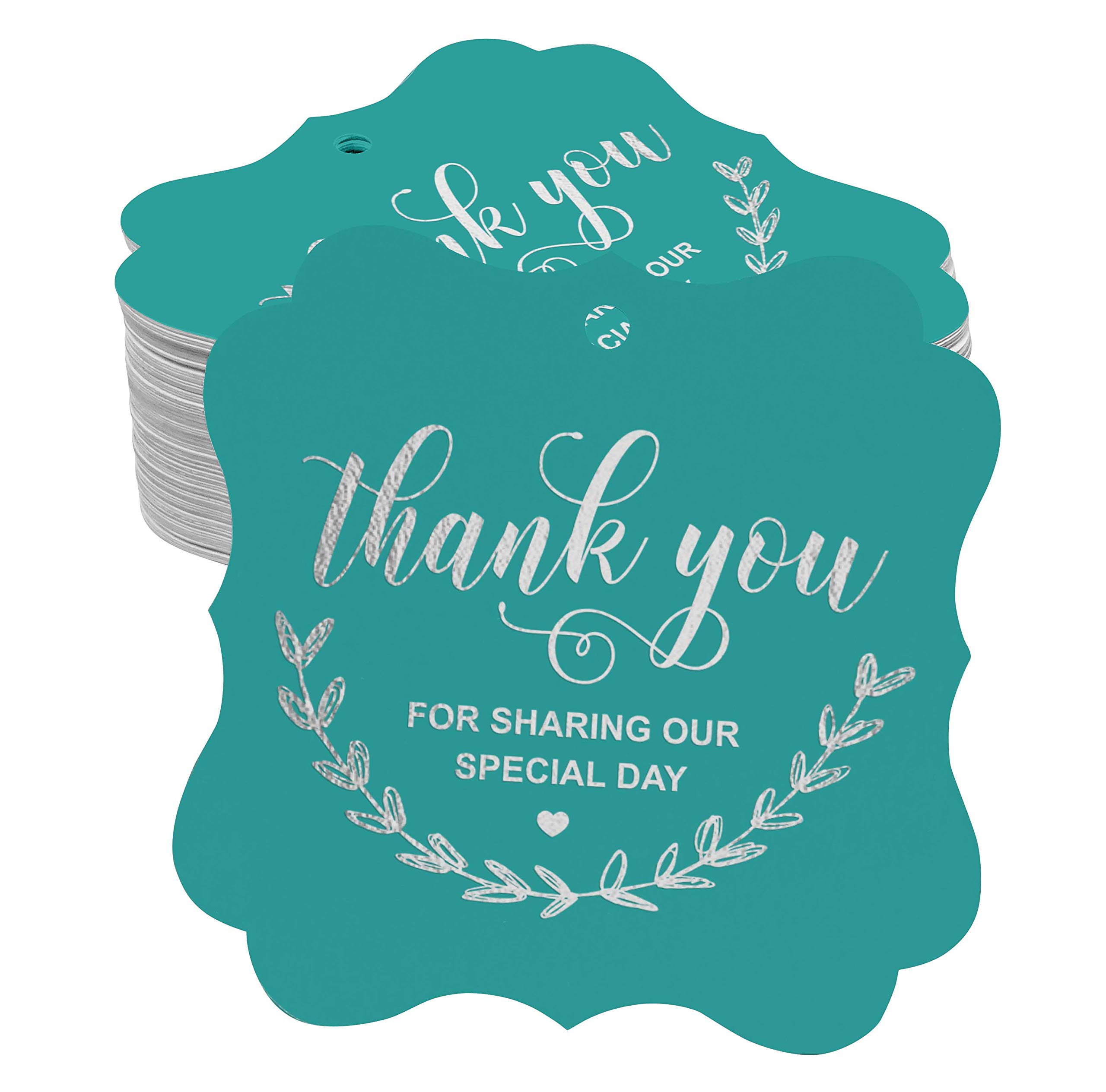 50pcs Real Silver Foil Bracket-Shaped Gift Tags - Perfect for Bridal Showers, Baby Showers, Weddings, Birthdays & Retirement Parties - Elegant Thank You Favor Tags for Special Occasions & Celebrations