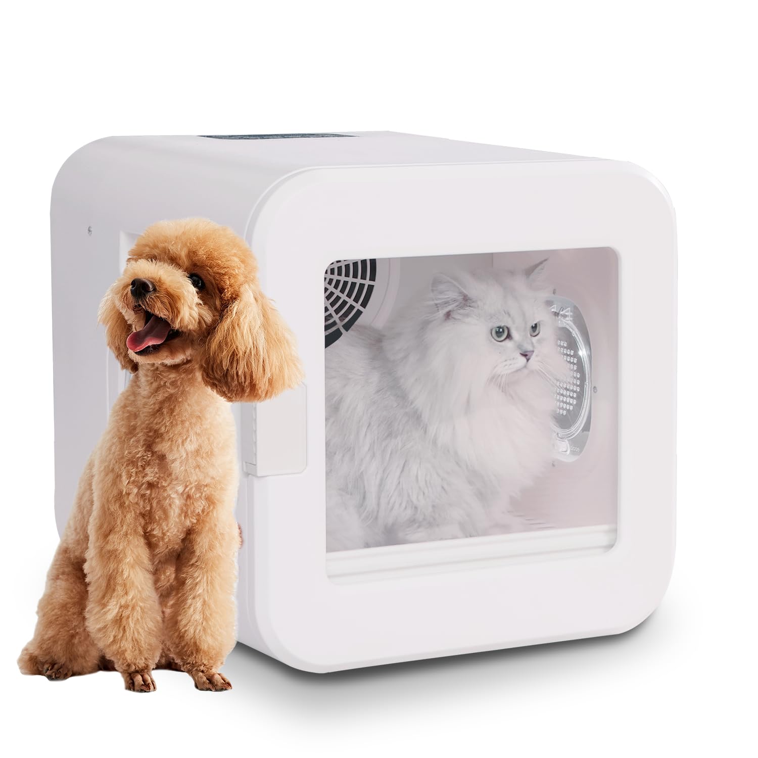 Ultra Quiet 62L Pet Grooming Dryer Box - Smart Temperature Control & 360° Airflow for Cats & Dogs | Automatic Pet Hair Dryer for Small Animals | Perfect for Home Grooming & Professional Pet Salons (White)