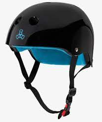 Triple 8 Sweatsaver Certified Skateboard Helmet - Black Gloss Finish - Perfect for Skateboarding, Roller Skating & Scooter Riding Safety Gear