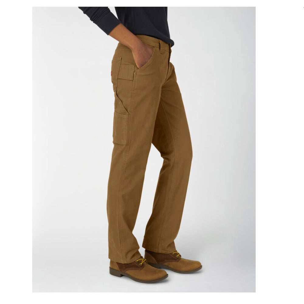 Dickies Stretch Duck Women's Carpenter Work Pants FD2700 - Comfortable Durable Brown Workwear for Construction, Carpentry & DIY Projects