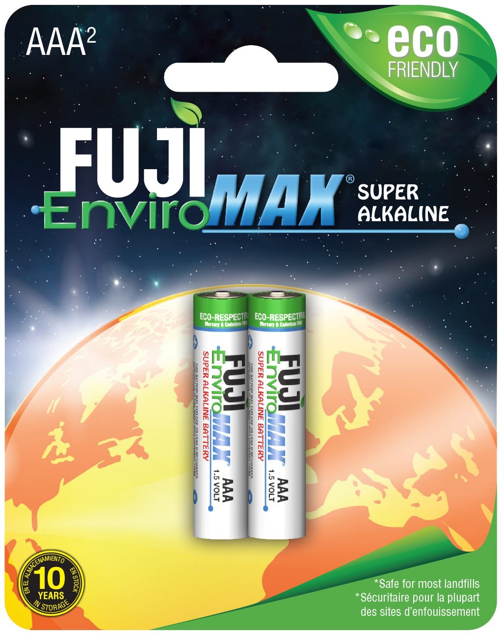 Fuji Batteries 4400BP2 EnviroMax AAA Super Alkaline Batteries (2 Pack) - Long-Lasting Power for Remote Controls, Toys & Electronics