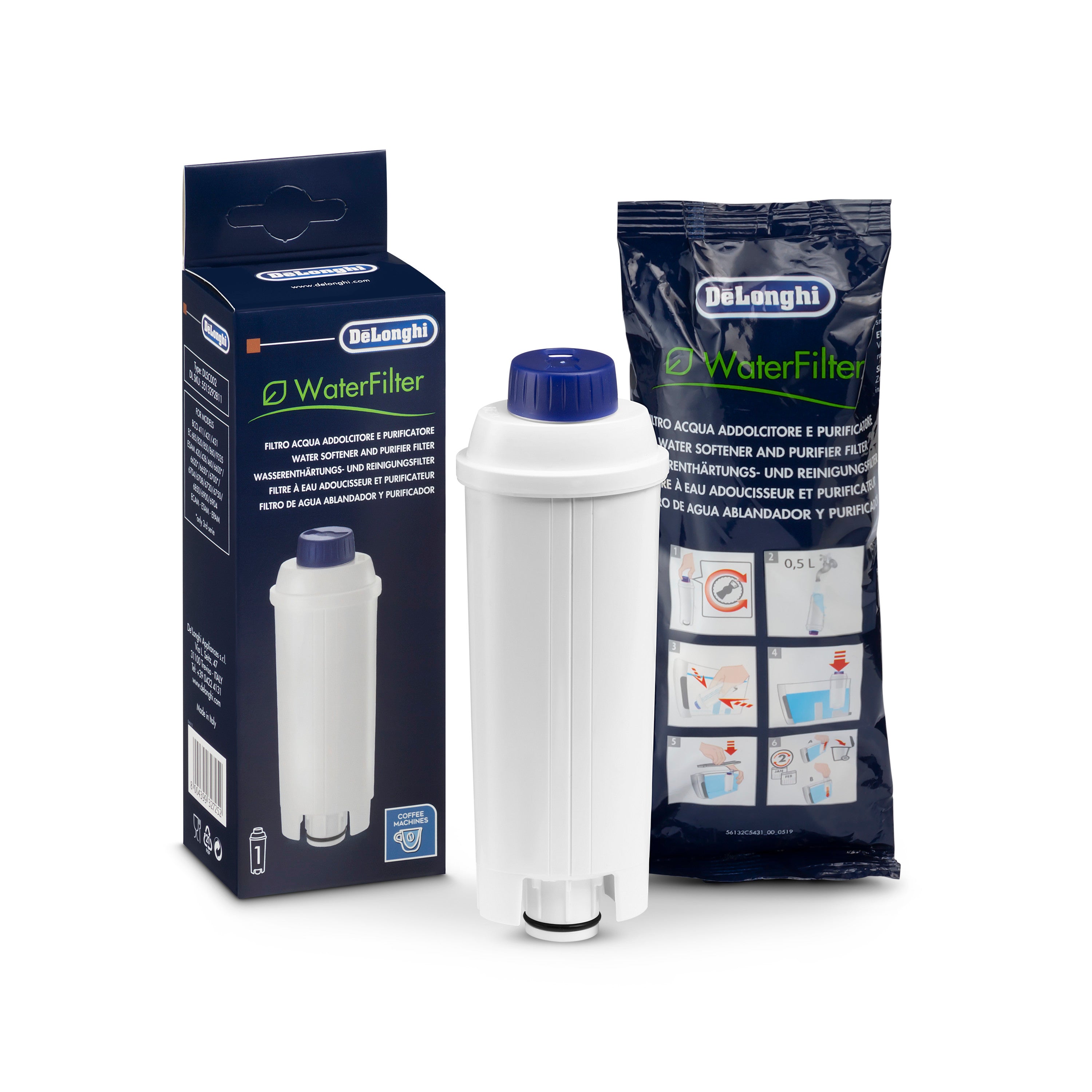 De'Longhi DLSC002 Water Filter Replacement for Coffee Makers - Compatible with Select De'Longhi Coffee Machines - Perfect for Home & Office Use