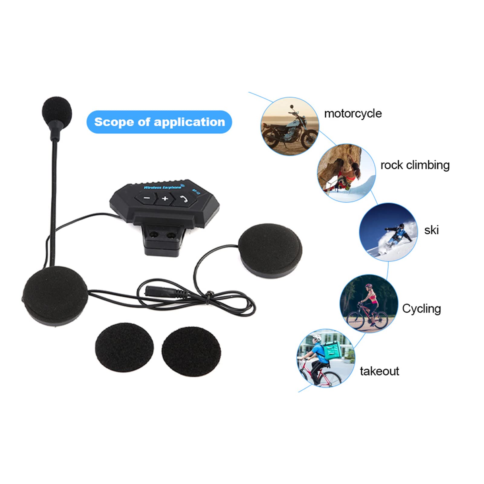 AQXREIGHT Bluetooth Helmet Headphones for Motorcycle - Wireless Headset with Built-in Speakers, Hands-Free Calling & Noise Cancellation - Perfect for Commuting, Touring & Long Rides