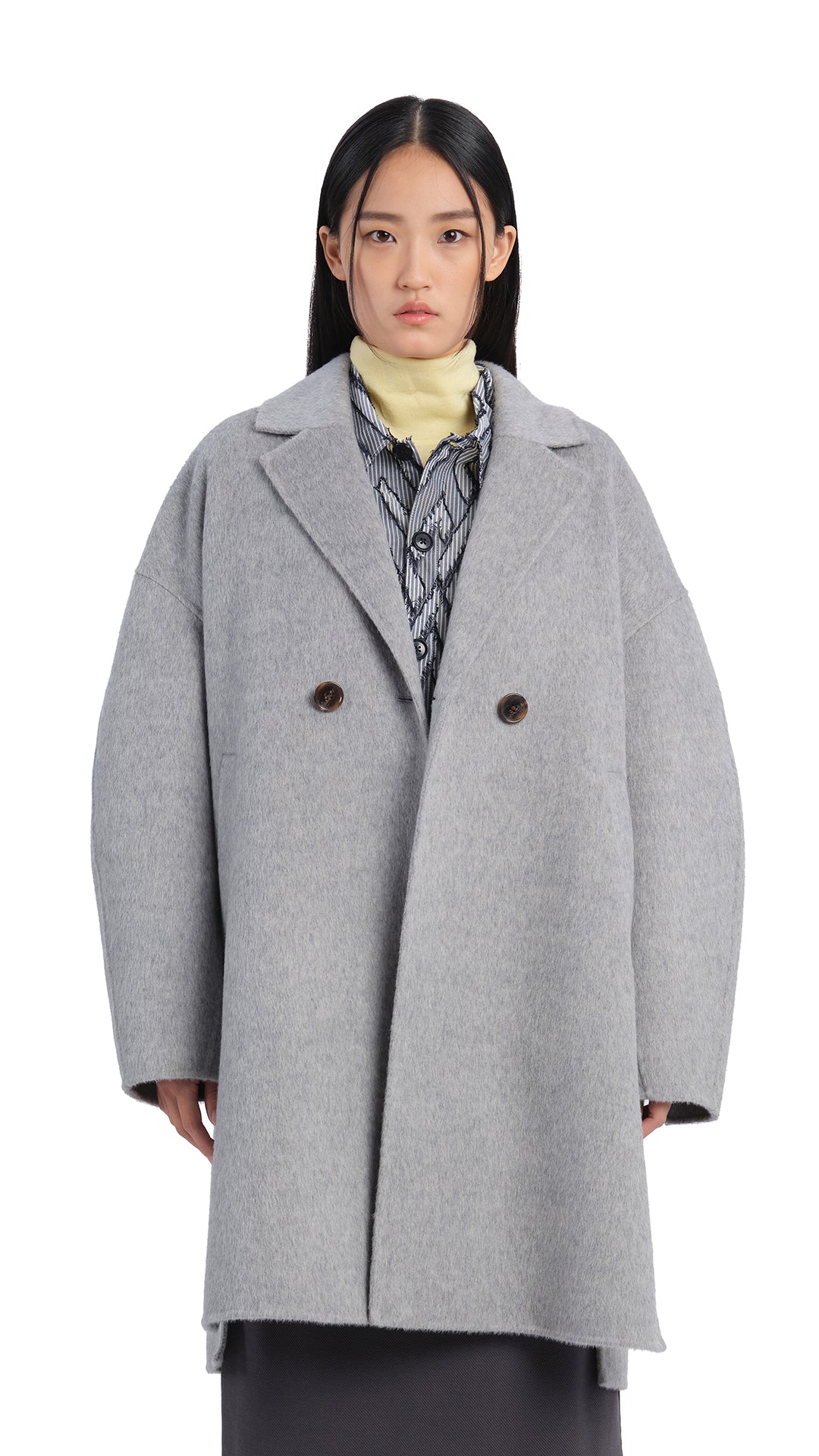 Melange Double Face Coat for Women - Soft & Warm Winter Outerwear - Perfect for Office, Travel & Casual Outfits