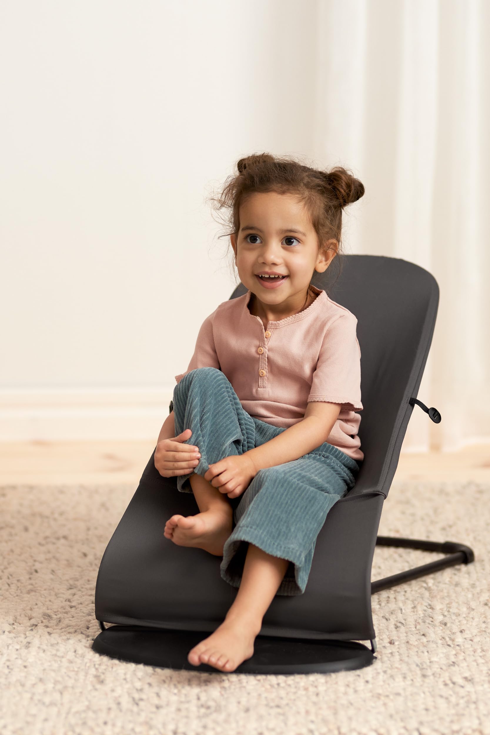 BabyBjörn Bouncer Balance Soft - Adjustable Baby Bouncer & Toddler Chair (Dark Gray, Woven/Jersey) | 4-Position Reclining Seat for Newborns to Toddlers (8-29 lbs) | Lightweight Portable Infant Rocker for Nursery, Living Room & Travel