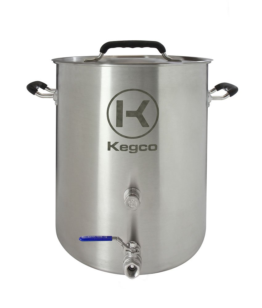 Kegco 6 Gallon Stainless Steel Home Brewing Kettle with Plug & 2-Piece Ball Valve - Perfect for Beer Making, Wort Boiling & Home Brewing