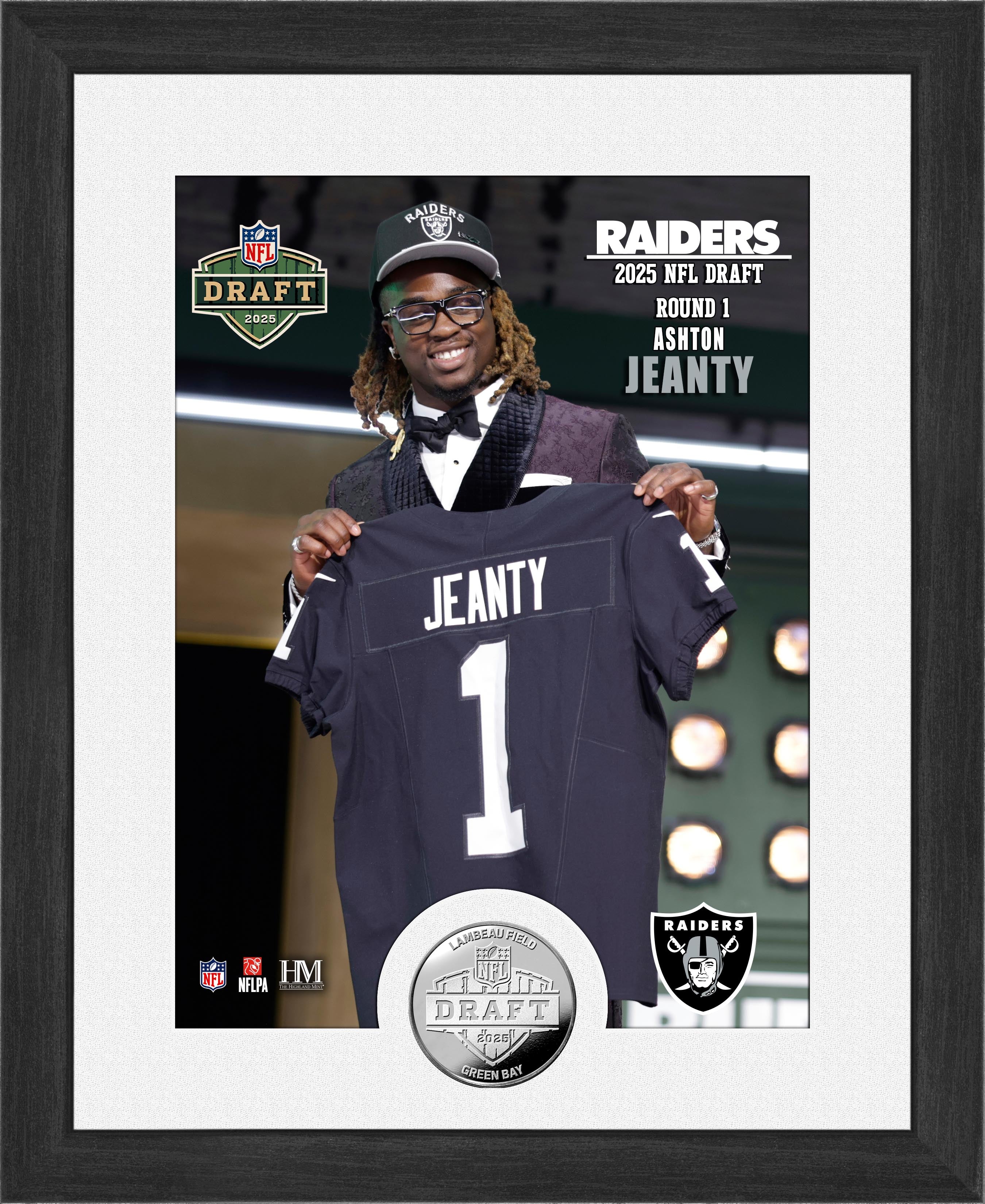 Ashton Jeanty Las Vegas Raiders 2025 NFL Draft Commemorative Silver Coin - Limited Edition Collectible for Football Fans, Sports Memorabilia, and Gift Giving