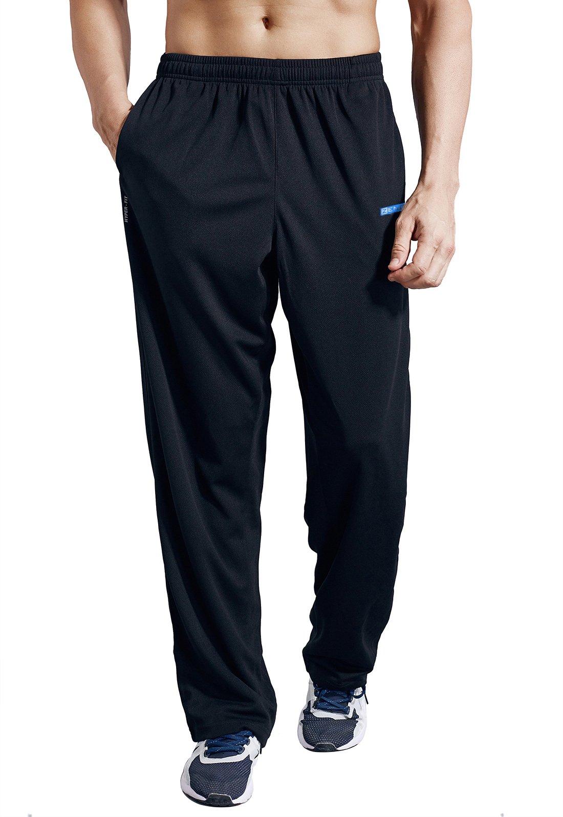 ZENGVEE Men's Sweatpants with Zipper Pockets - Athletic Jogging Pants for Gym, Running & Workout Training | Comfortable Open-Bottom Design for Casual Wear & Sports Activities