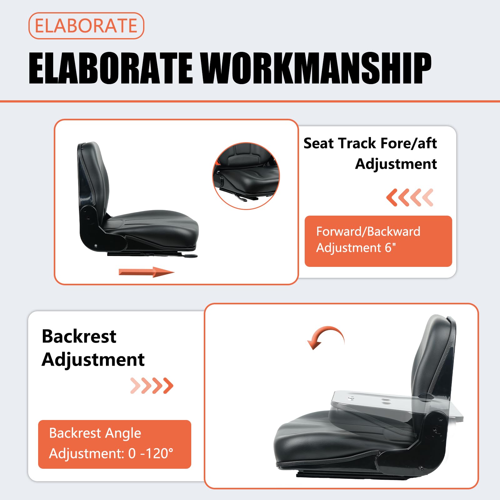 Universal Forklift Seat - Fold Down Tractor Seat with Micro Switch for Caterpillar, Excavator, Skid Loader, Backhoe, Dozer & Telehandler | Heavy Duty Operator Comfort for Construction & Farming Equipment