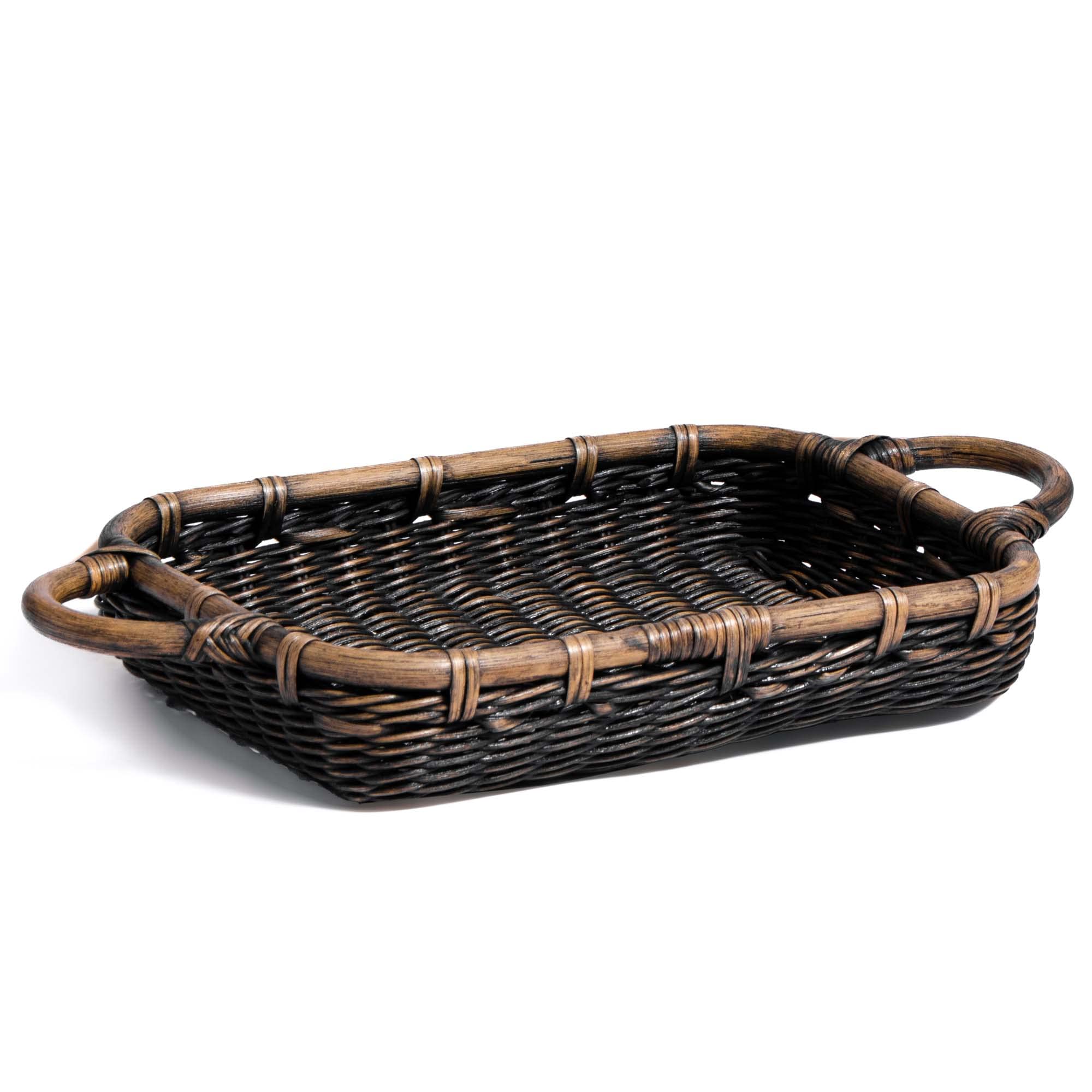 The Basket Lady 3 Quart Wicker Casserole Basket - Antique Walnut Brown | Perfect for Picnics, Potlucks & Rustic Kitchen Decor