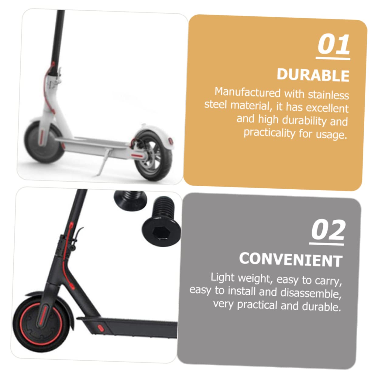 Stainless Steel Electric Scooter Replacement Parts - Handlebar Screws, Fork Screws & Pole Screws Set | Durable Bike Accessories for Commuting & Urban Travel