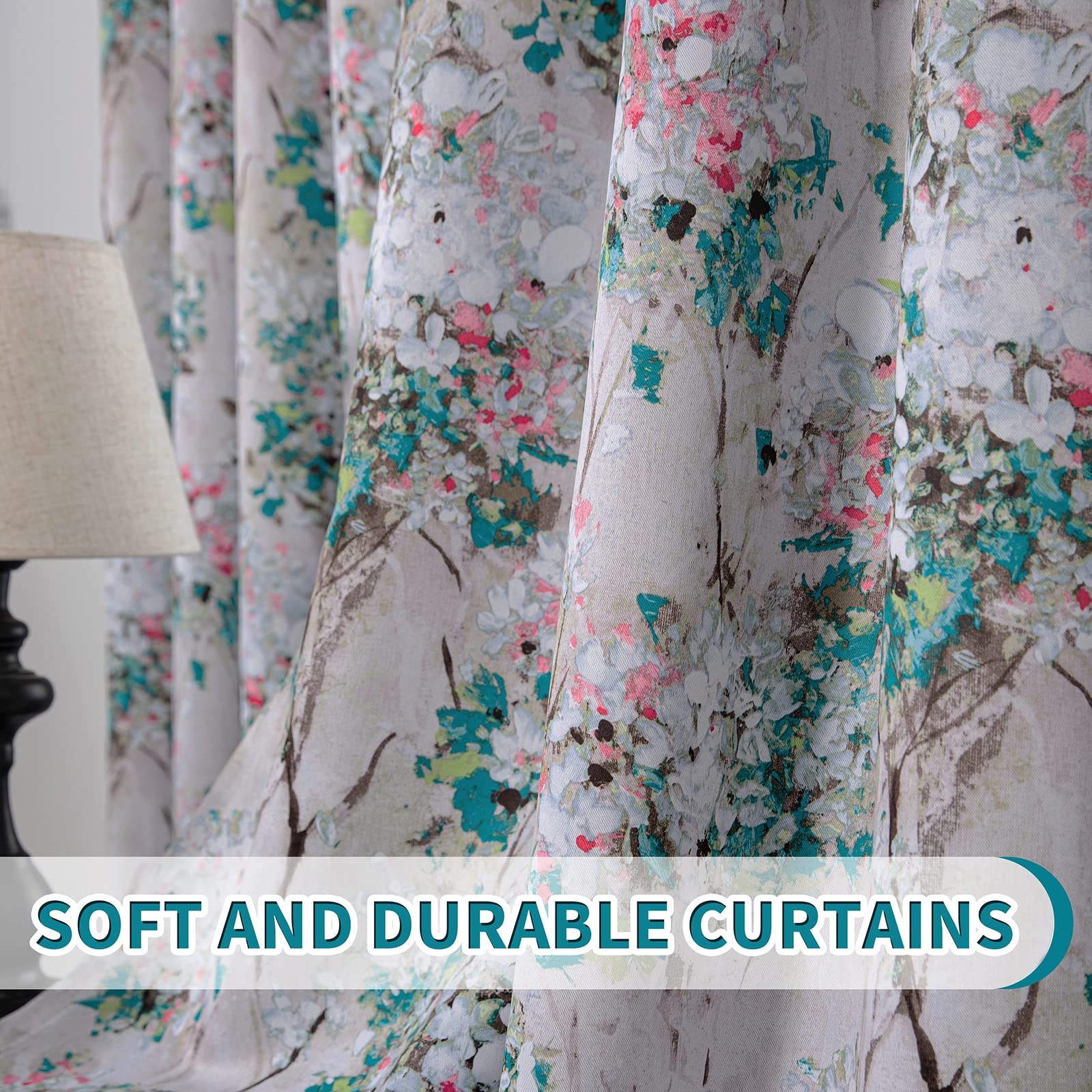 MYSKY HOME Floral Blackout Curtains 72