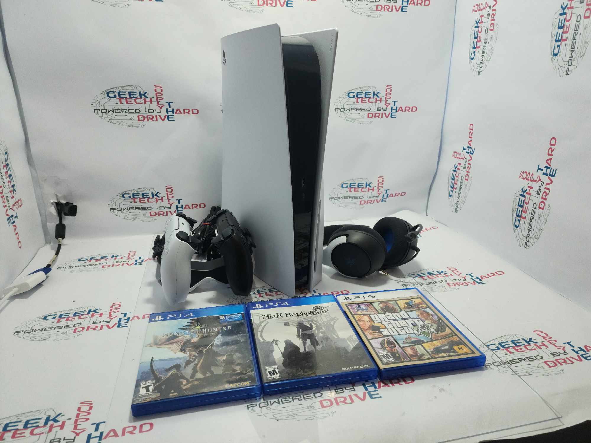 Sony PlayStation 5 PS5 Disc Edition Gaming Console with 2 Wireless Controllers & Headset - White | Next-Gen 4K Gaming, Streaming & VR Entertainment System for Home Theater Setup
