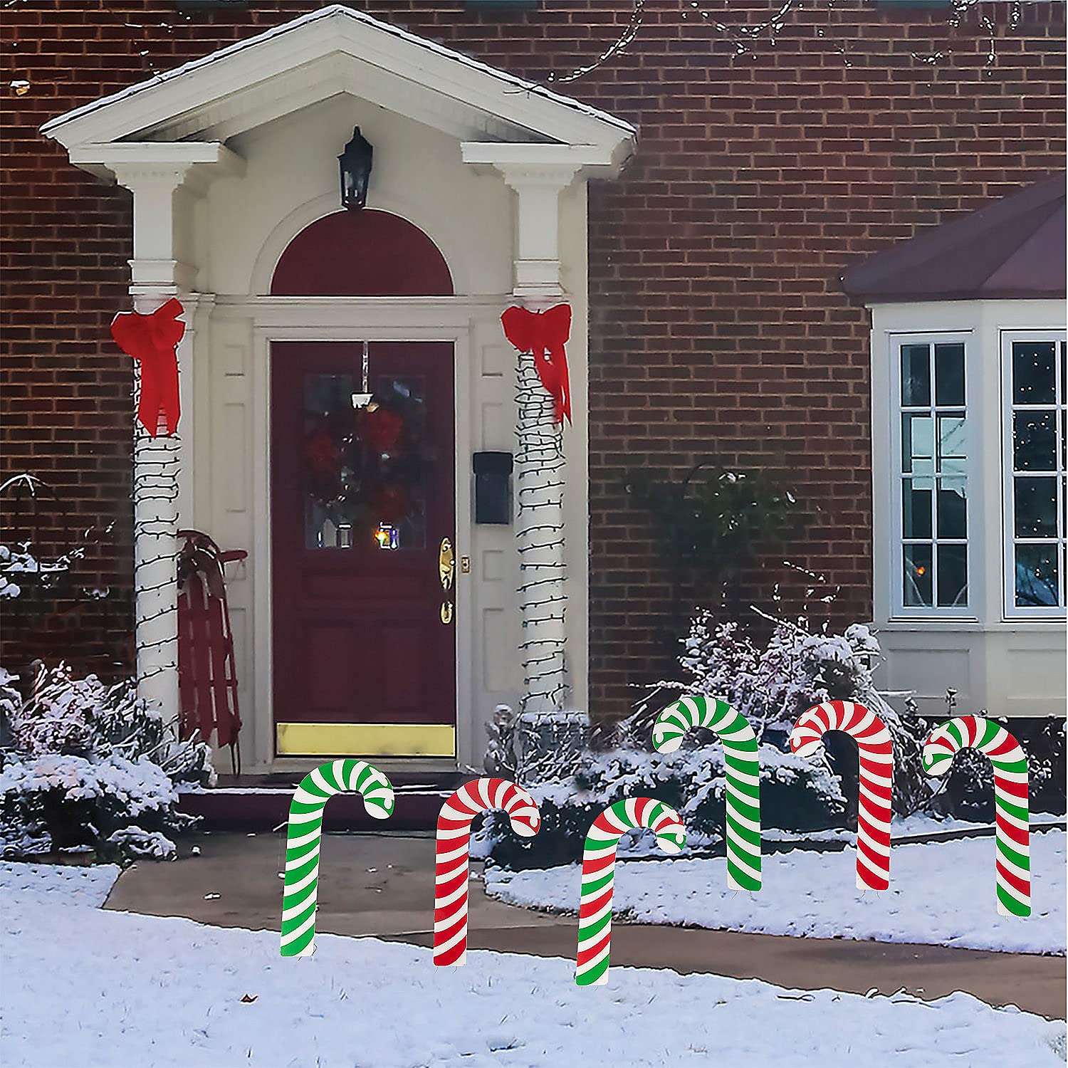 6 Pack Candy Cane Sidewalk Signs for Christmas Party Decorations - Outdoor Holiday Yard Decor for Xmas, Winter Celebrations & Festive Gatherings
