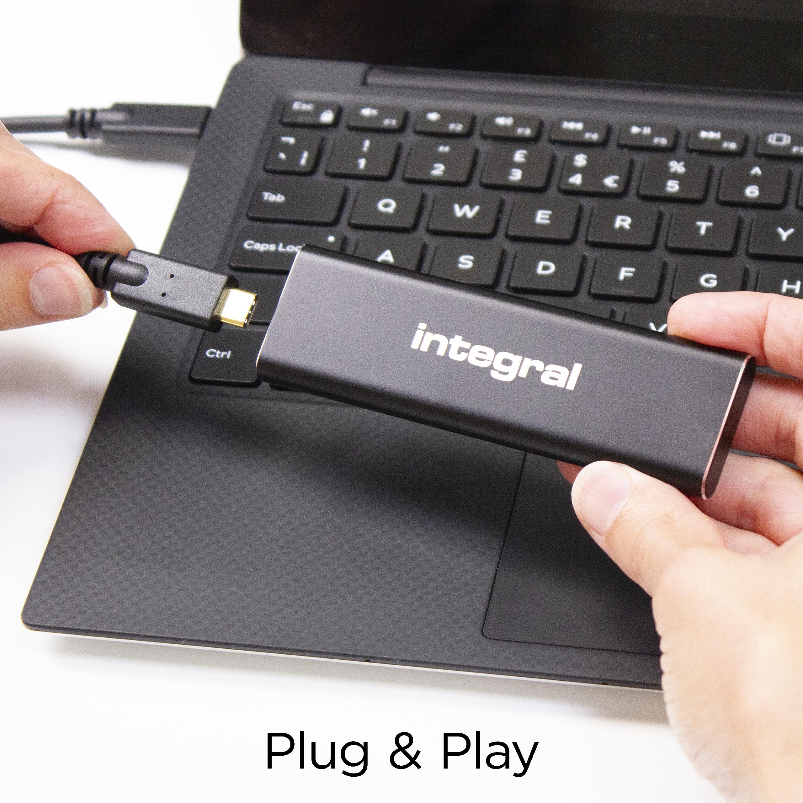 Integral SlimXpress 4TB USB & USB-C 3.2 Gen 2 Portable External SSD - Ultra Fast 1050MB/s Read, 1000MB/s Write - Aluminum Enclosure - Plug & Play - Compatible with Mac, PC, XBOX & PlayStation - Perfect for Gaming, Video Editing & Data Backup