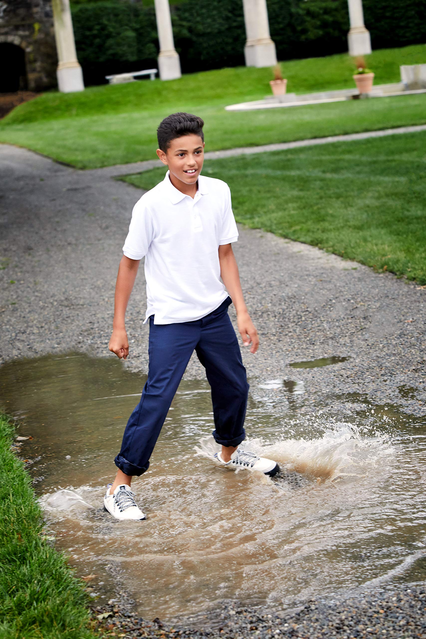 French Toast Boys Pull-On Relaxed Fit School Uniform Pants - Standard & Husky Sizes - Comfortable Stretch Waist for All-Day Wear - Perfect for School, Church, and Special Occasions