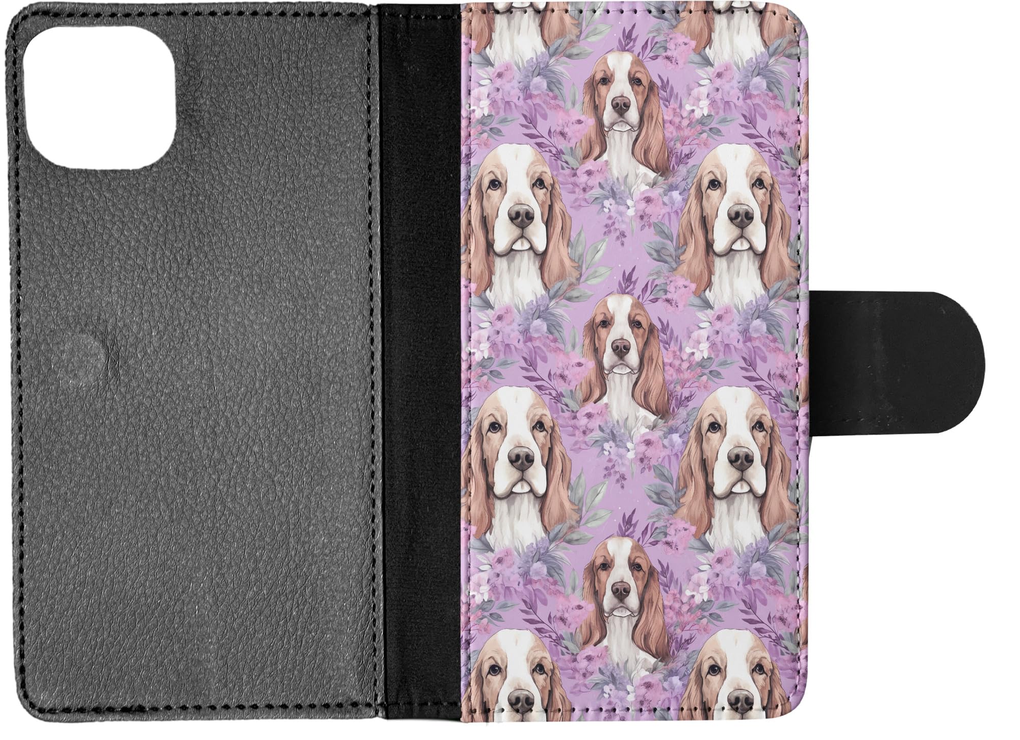 Premium Faux Leather Flip Wallet Phone Case for Apple iPhone 15 Plus - Grand Basset Griffon Vendeen Puppy Dog Design | Slim Protective Cover with Card Slots | Perfect for Everyday Use, Travel & Gifts