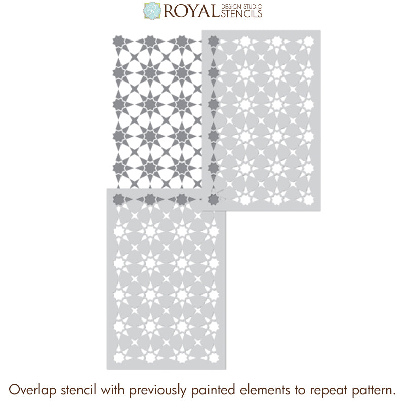 Supernova Tile Allover Stencil - Reusable DIY Wall & Floor Stencil for Creative Home Decor, Bathroom & Kitchen Renovation Projects