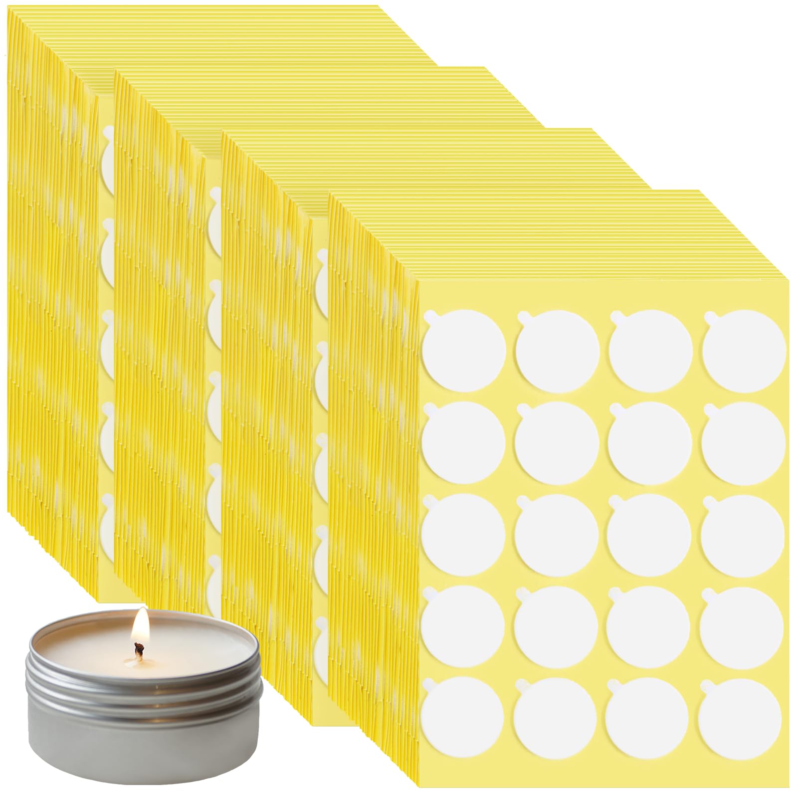 2400PCS Candle Wicks for Candle Making - Premium Heat Resistant Double-Sided Wick Stickers with Little Tail - DIY Candle Making Supplies for Home, Gifts & Aromatherapy