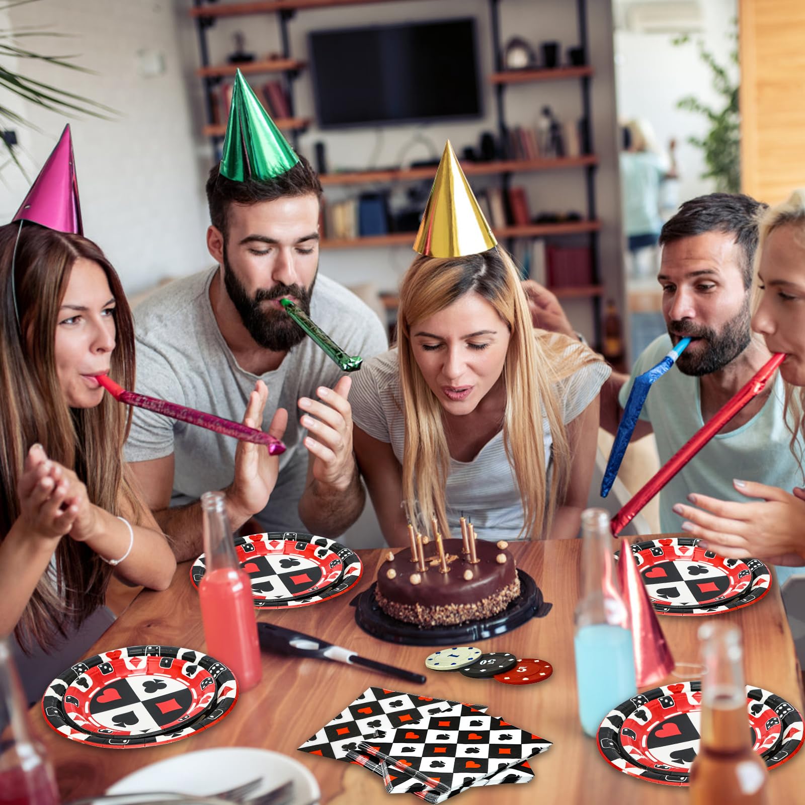 180PCS Casino Party Supplies Set - Poker Themed Paper Plates & Napkins Kit for 60 Guests | Includes Dinner Plates, Dessert Plates & Napkins | Perfect for Casino Night, Poker Club Events & Birthday Party Decorations | Ideal for Themed Parties, Game Nights & Special Celebrations