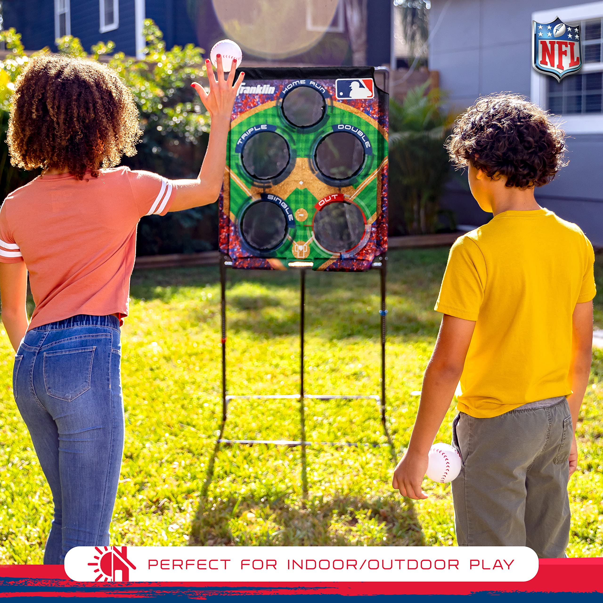 Franklin Sports Football & Baseball Target Toss Game Set for Kids - Indoor & Outdoor Throwing Practice with Mini Balls & Targets - Perfect for Backyard Play, Birthday Parties & Family Game Night