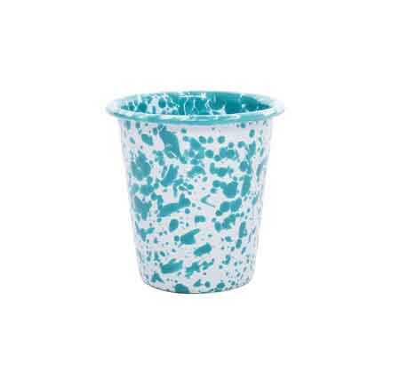 Turquoise Marble Enamelware Tumbler Set - 10 oz Small Camping Cups (Set of 4) - Perfect for Outdoor Picnics, Camping Trips & Vintage Home Decor