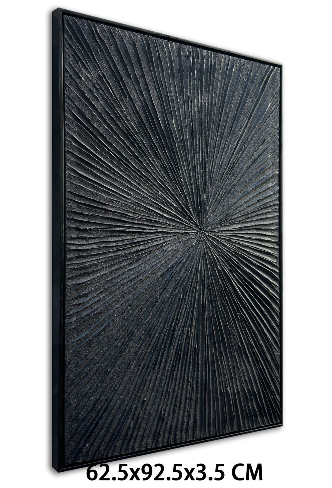 Modern Abstract Framed Black Relief Wall Art - Handmade Oil Painting on Canvas with Quartz Sand Texture - Elegant Home Decor for Living Room, Bedroom & Office