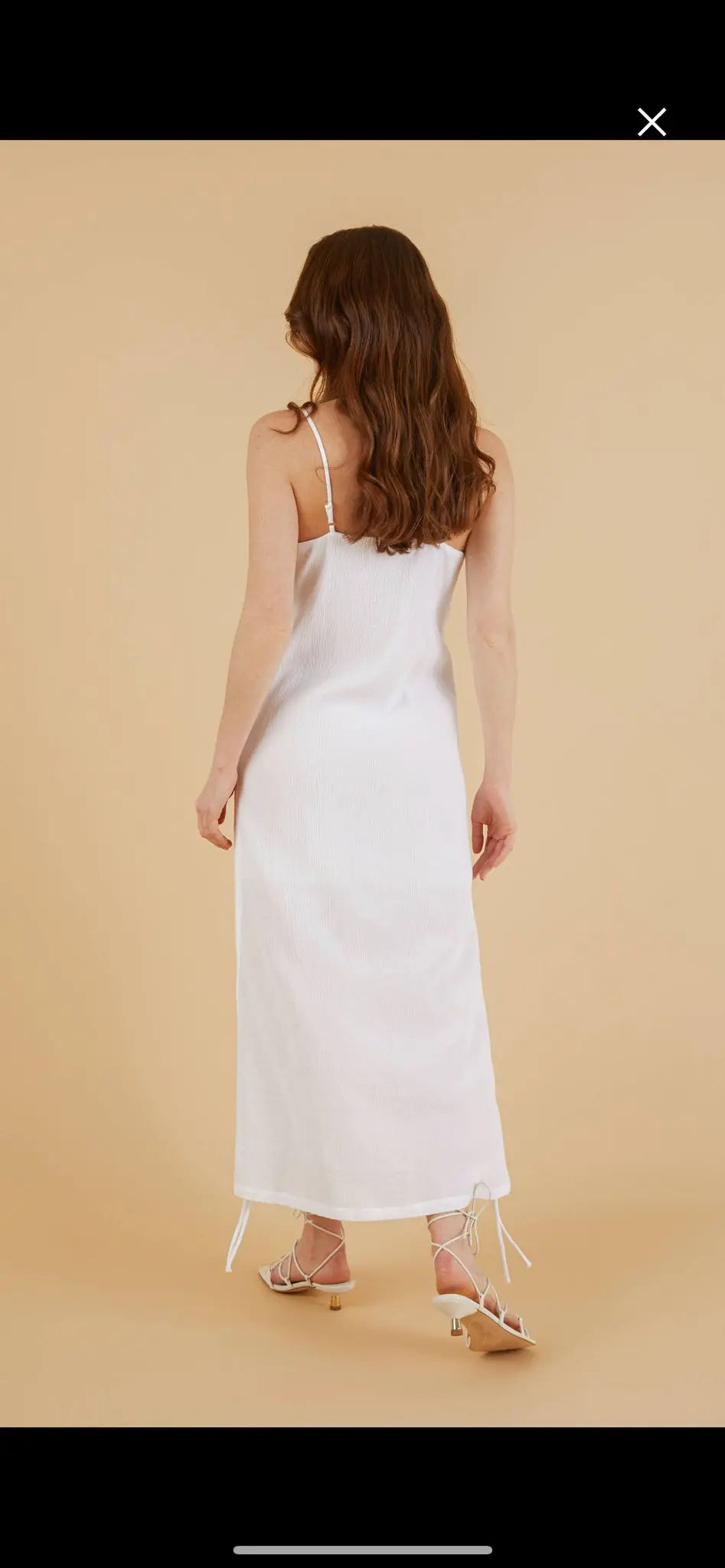 Handloom Moon Drawstring Dress - White | Flowy Boho Maxi Dress for Women | Perfect for Beach Vacations, Summer Parties & Casual Outings