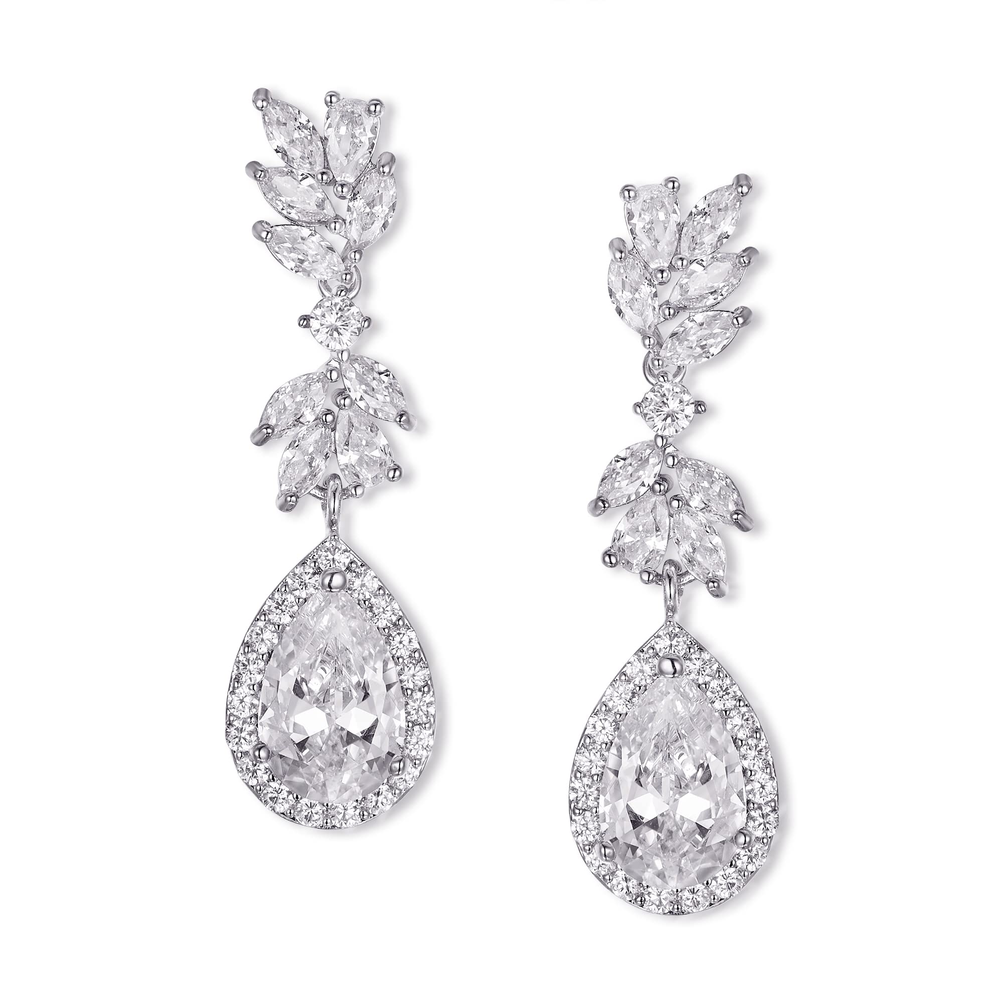 Crysdue Marquise Wedding Earrings - Cubic Zirconia Cluster Dangle Drop Earrings for Brides, Bridesmaids, Prom & Party | Elegant Jewelry for Weddings, Formal Events & Special Occasions