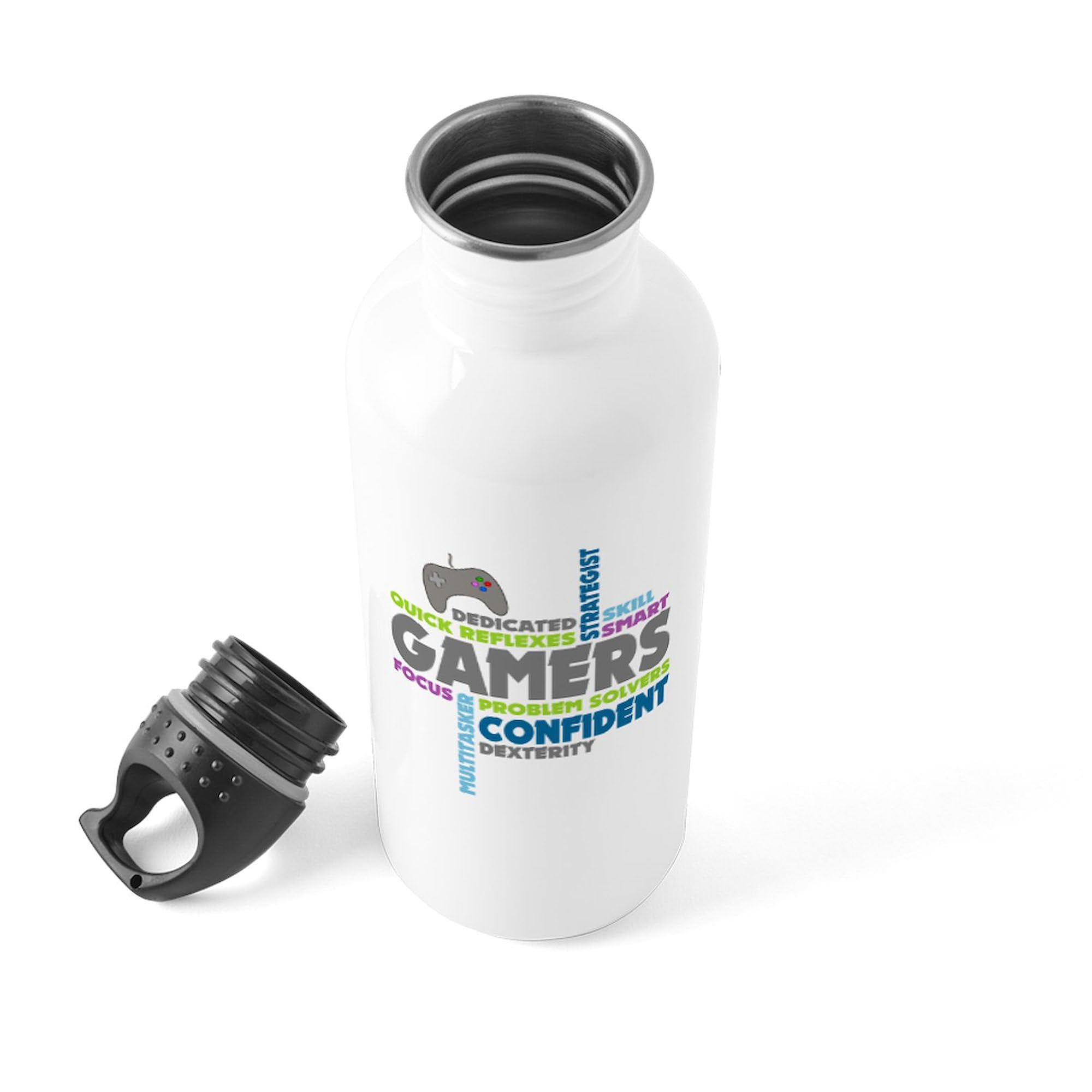 CafePress Gamers 1.0L Stainless Steel Water Bottle - 34 oz Insulated Thermos for Gaming, Workouts, and Outdoor Adventures