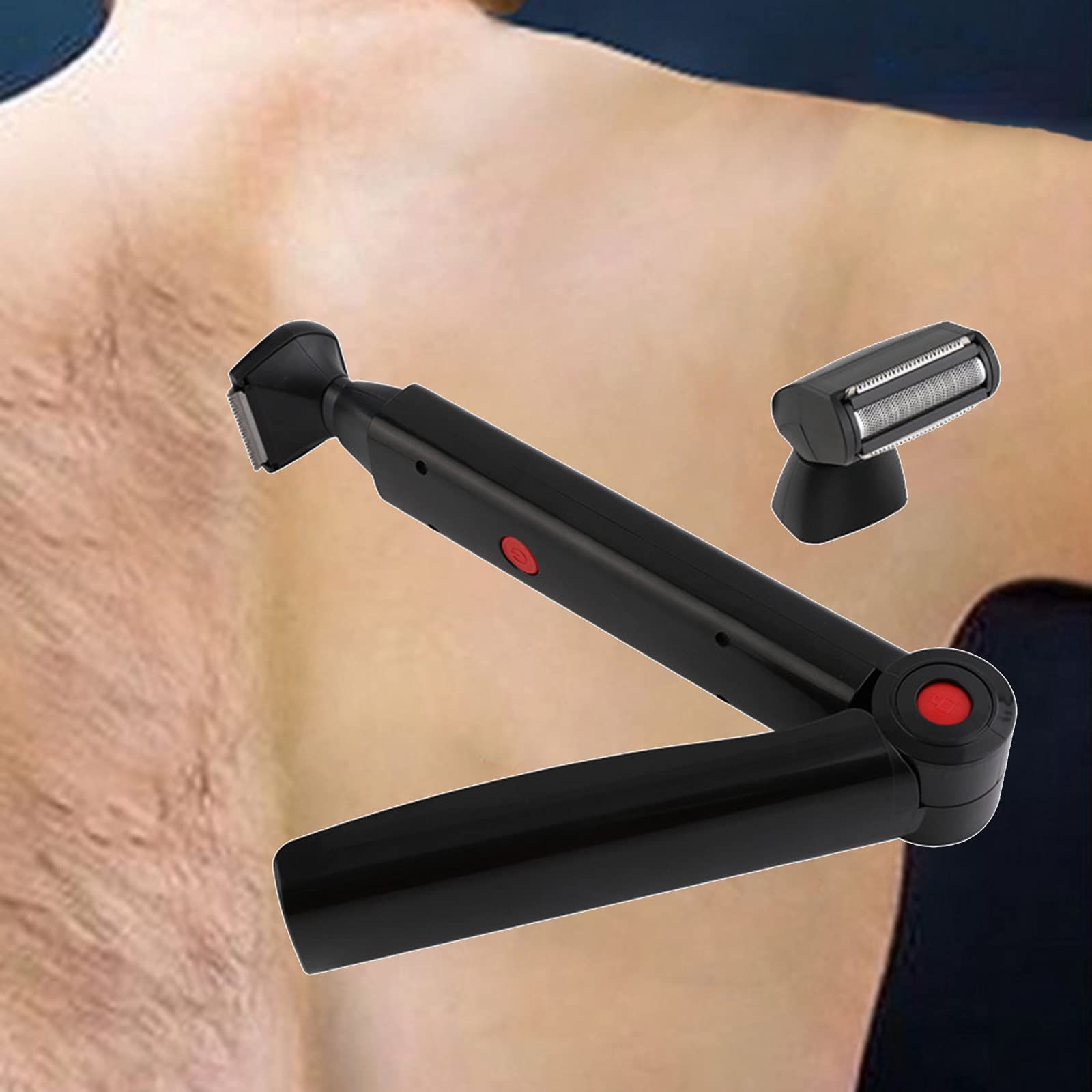 Portable USB Rechargeable Long Handle Foldable Electric Back Hair Remover & Body Shaver - Perfect for Men's Grooming, Travel & At-Home Use