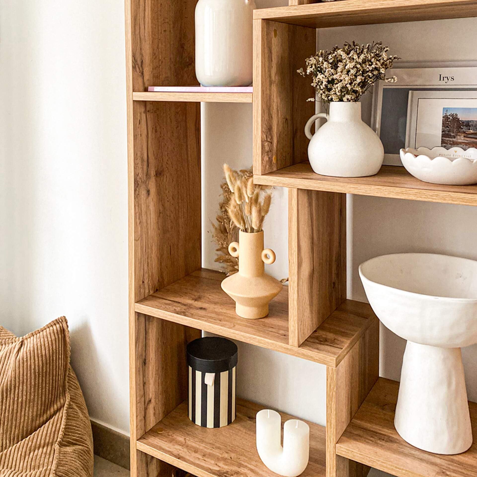 Iacopo XS Rustic Oak Bookcase - 63.31 x 31.5 Inch Modern Storage Bookshelf for Living Room & Office - Italian Furniture for Home Decor & Workspace Organization