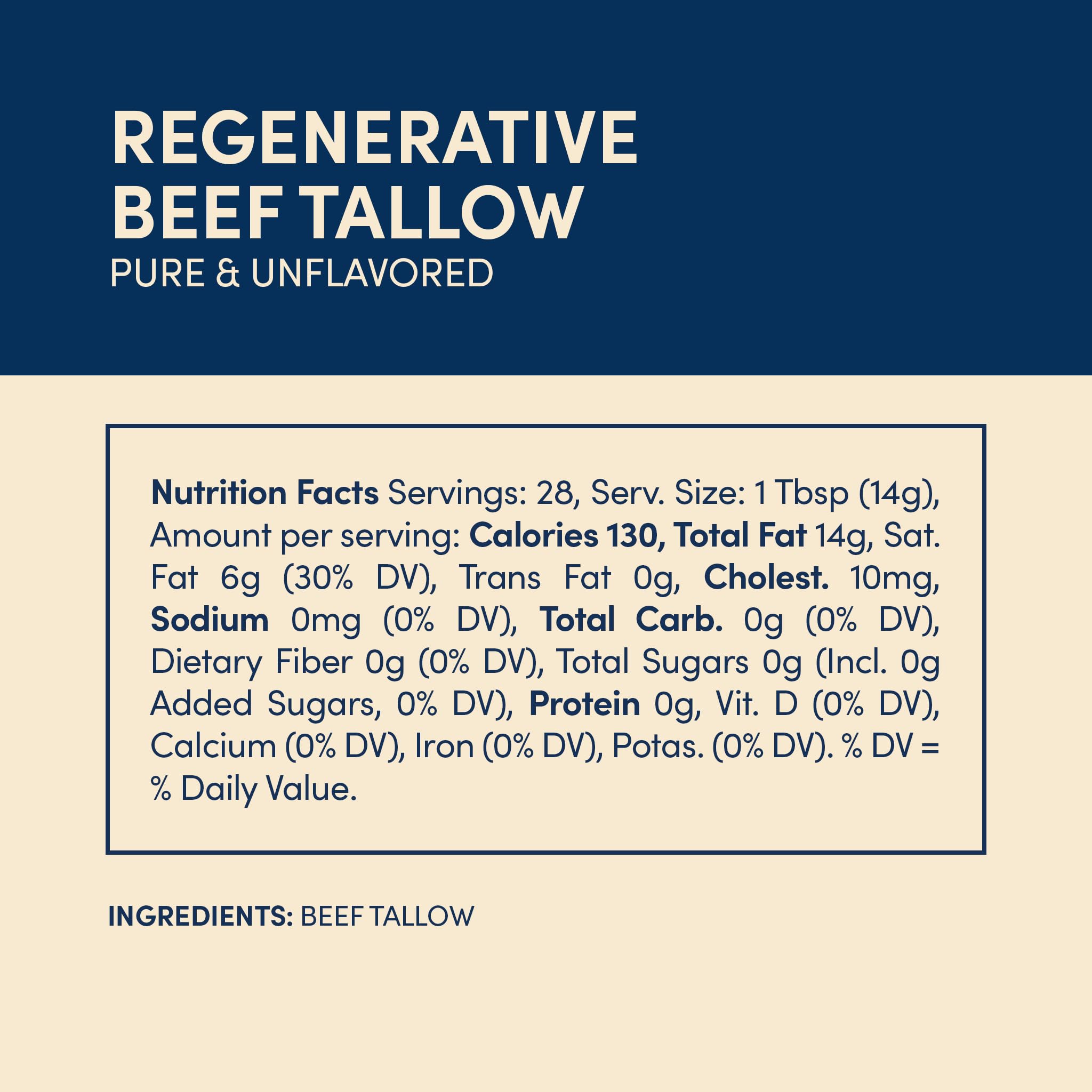 FOND Regenerative Grass-Fed Beef Tallow 14oz (Pack of 4) - Pure, Natural Cooking Fat for Keto, Paleo & Skincare - Perfect for Frying, Baking & Moisturizing