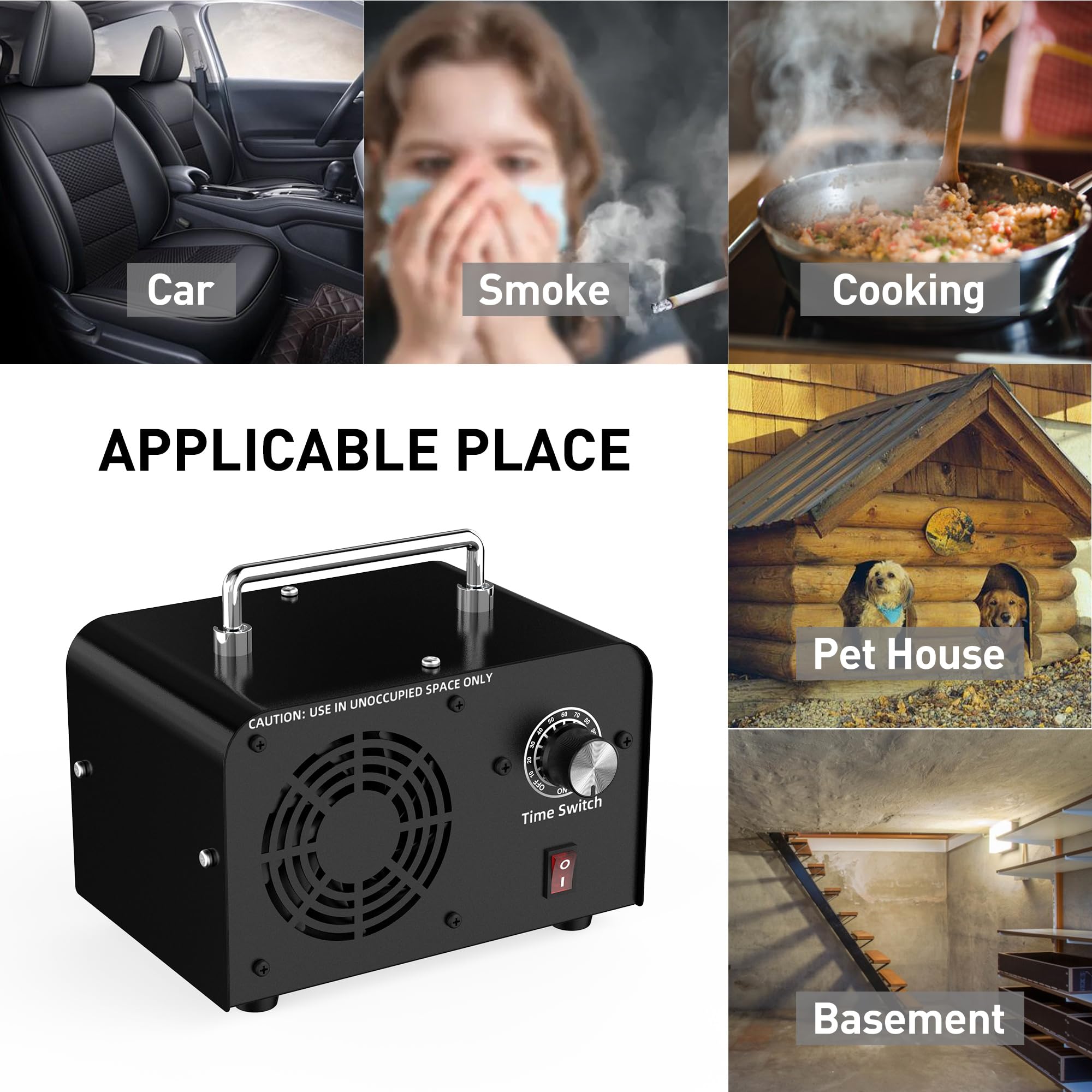 AIIKEE 30,000mg/h Commercial Ozone Generator - Industrial Strength Air Purifier with Handle for Home, Office, Restaurant, Farm & Bar Use - Eliminates Odors, Mold & Bacteria in Large Spaces (Black)