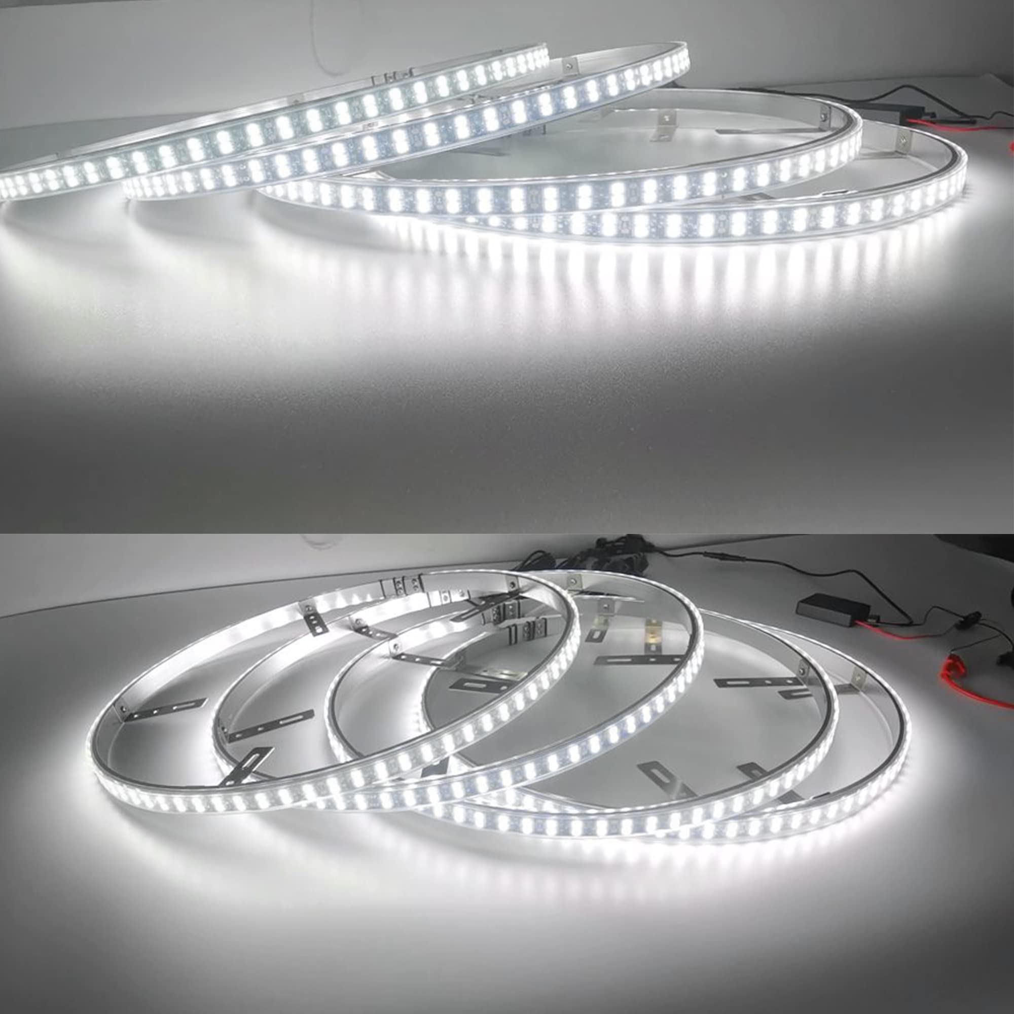 17 Inch Double Row White LED Wheel Well Lights - 624 Bright LEDs with Upgraded APP & RF Remote Control for Trucks, Cars, SUVs, Pickups - Perfect for Off-Roading, Car Shows & Nighttime Visibility