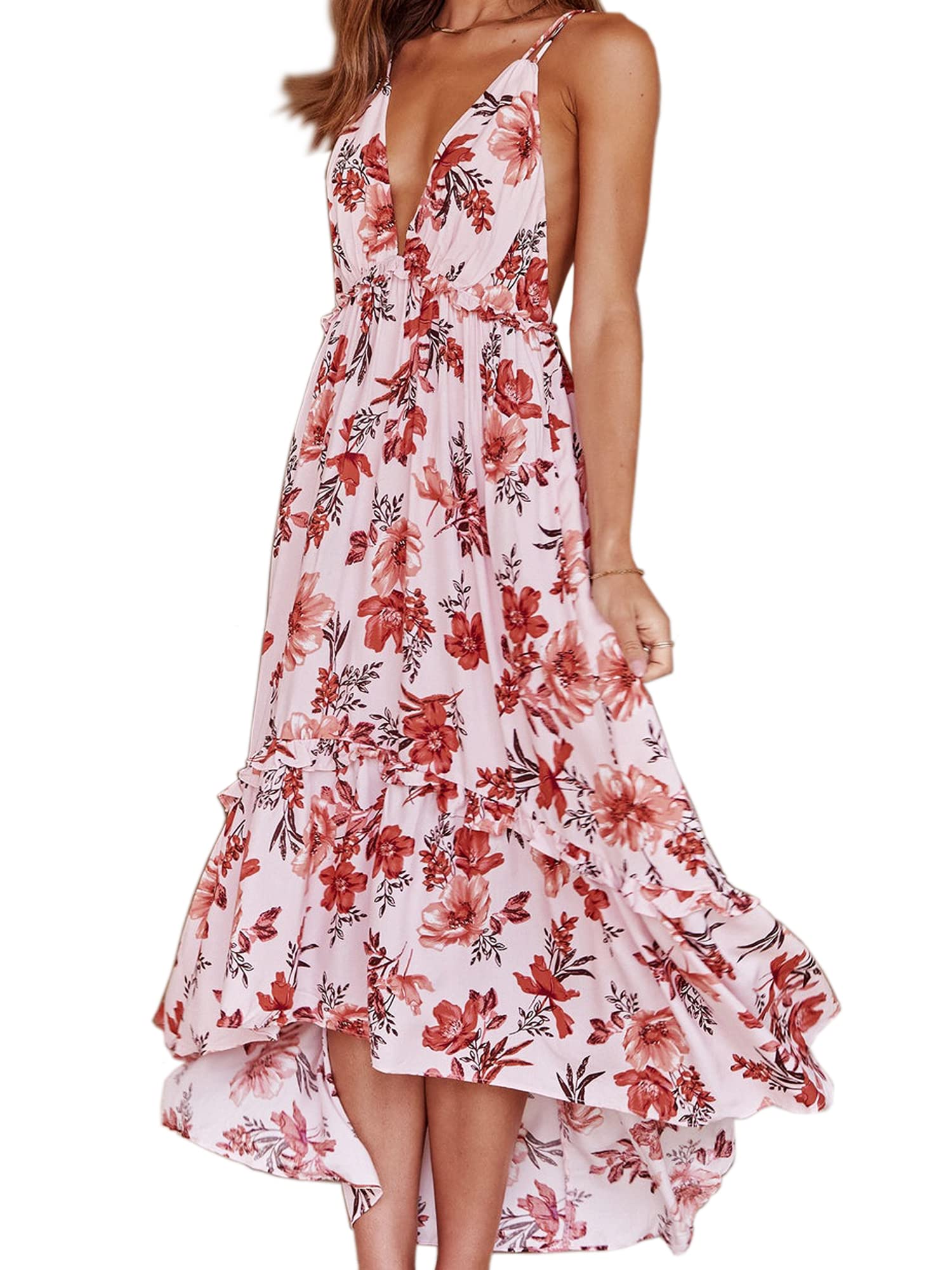 Women's Strapless Tube Top Boho Maxi Dress - Flowy Summer Beach Dress for Vacation, Music Festival & Casual Outings