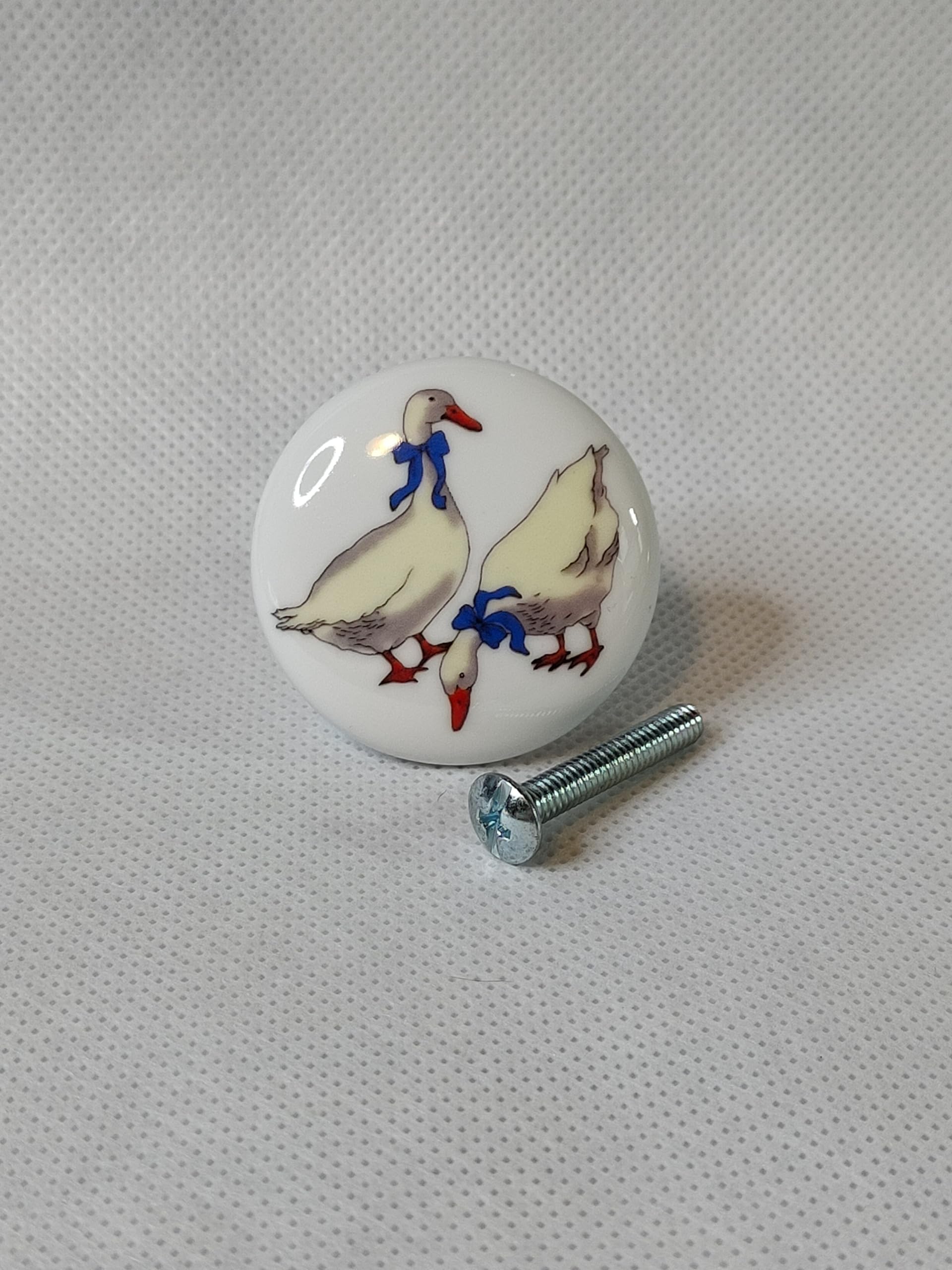 Glossy White Ceramic Cabinet Knobs - Goose Dresser Drawer Pulls for Bedroom, Bathroom & Kitchen Cabinets - Elegant Hardware for Home Decor