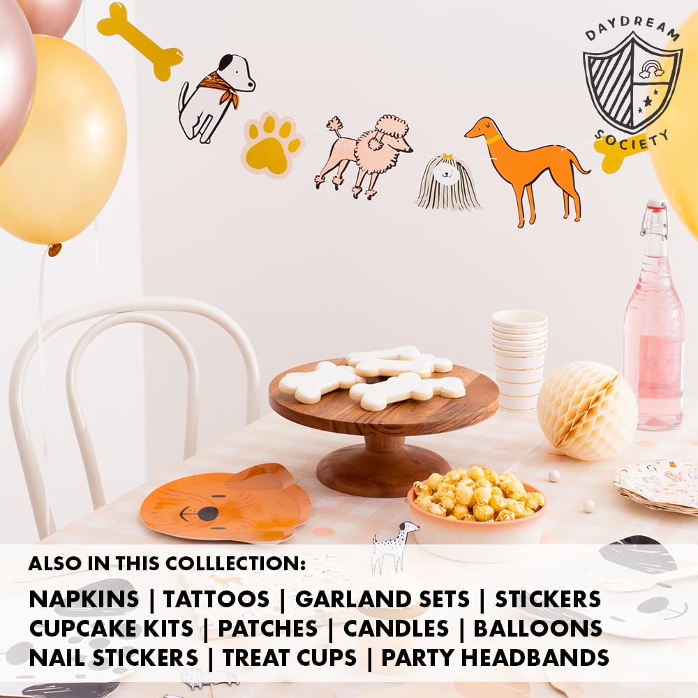 Dog-Shaped Birthday Party Plates - Pack of 8 Large Dinner Plates (4 Unique Styles, 2 Each) in Neutral Colors - Perfect for Dog-Themed Birthday Celebrations, Puppy Parties & Pet Lover Gatherings
