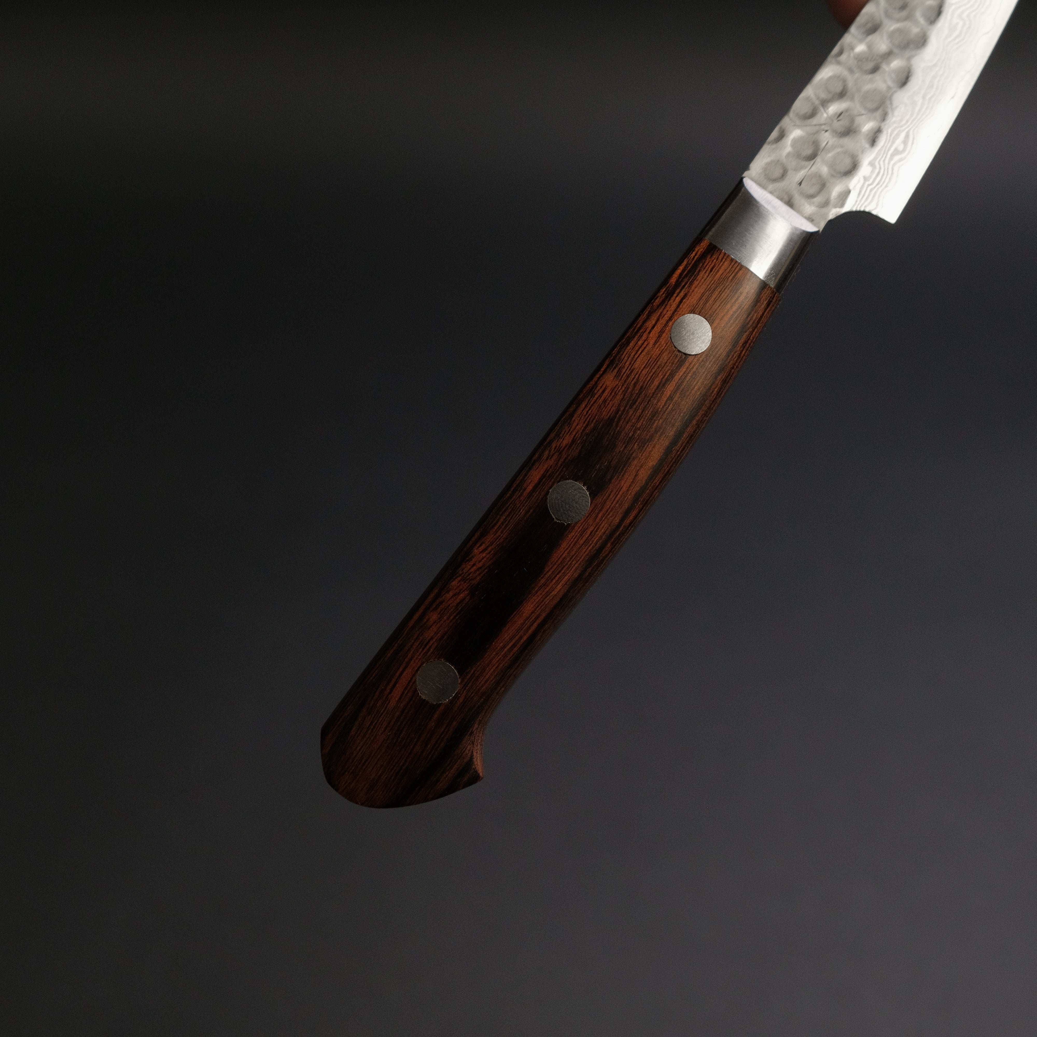 Hitohira HG Tsuchime Damascus 85mm Paring Knife - Imitation Mahogany Handle - Premium Japanese Kitchen Knife for Precise Peeling, Slicing & Garnishing