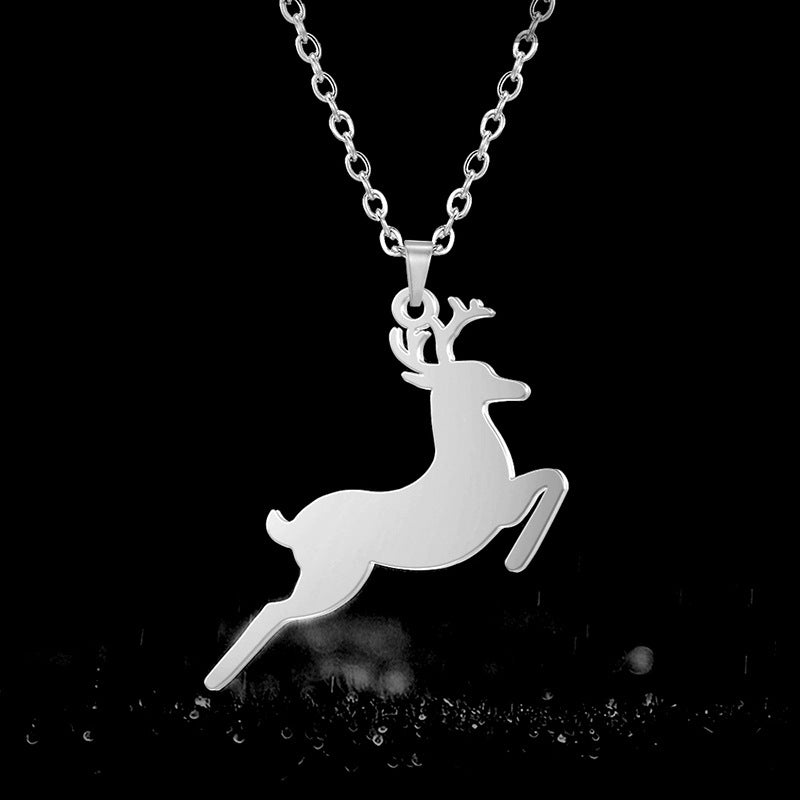 Stainless Steel Deer Pendant Necklace for Women - Elegant Jewelry Gift for Christmas, Birthday & Anniversary - Perfect for Casual Wear, Office & Special Occasions
