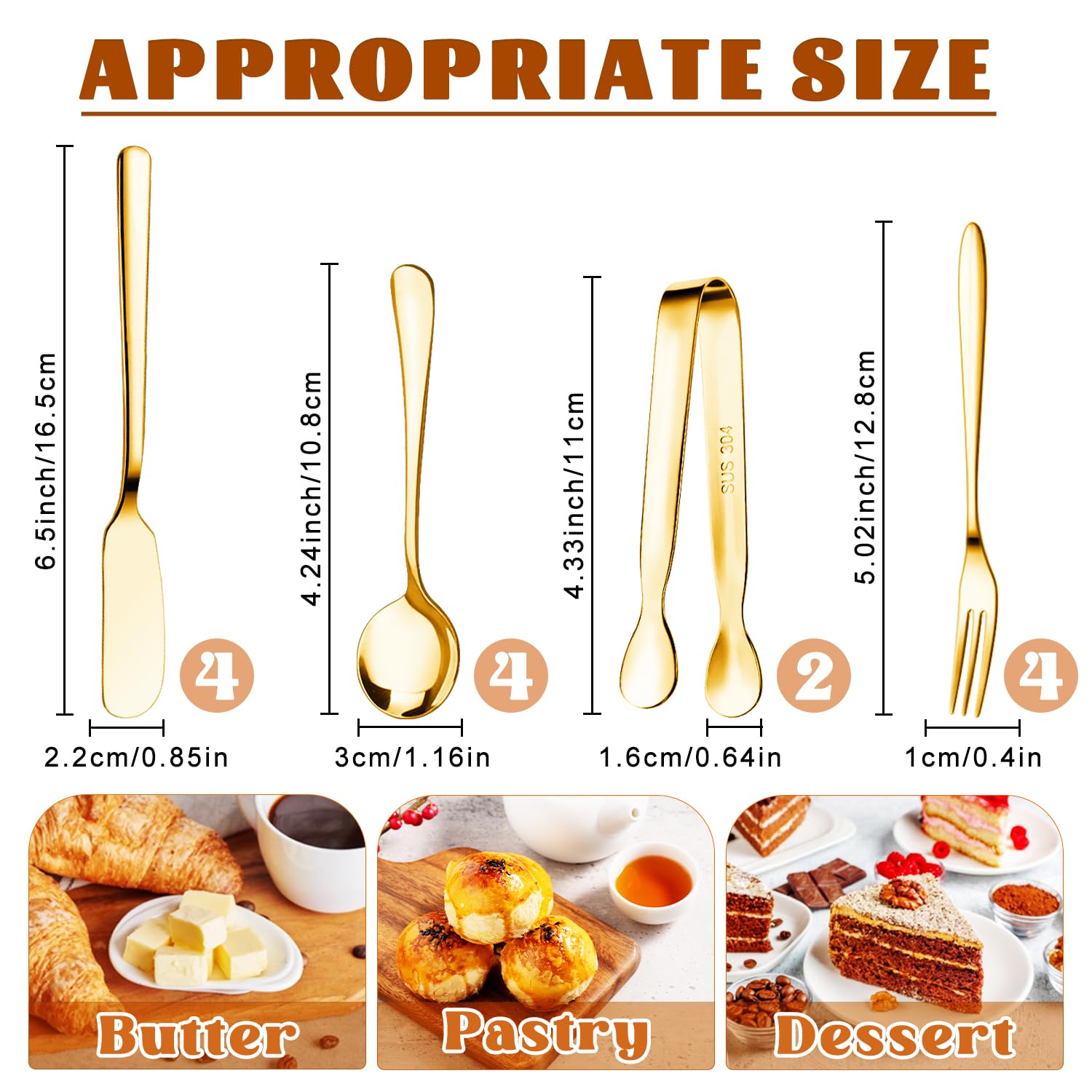 Premium Stainless Steel Cheese Butter Spreader Knife Set - Charcuterie Board Accessories Kit with Small Serving Tongs & Mini Forks - Perfect for Charcuterie Platters, Cheese Boards, Pastry Making and Dinner Party Serving