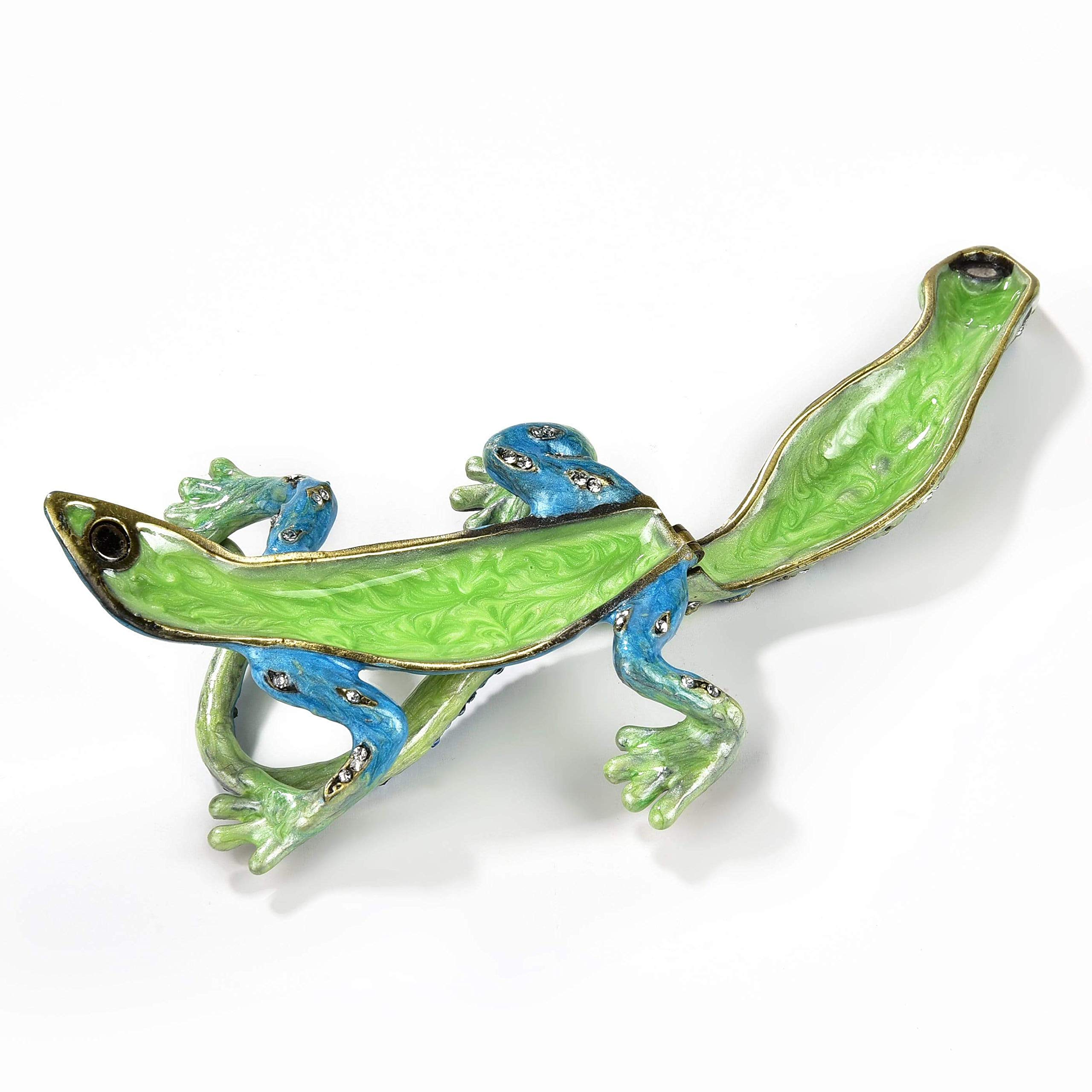 KALIFANO Handmade Jewelry Box for Women - Swarovski Crystal & Gemstone Lizard Design, Earring Necklace Ring Organizer | Perfect for Gift, Travel & Home Decor Storage