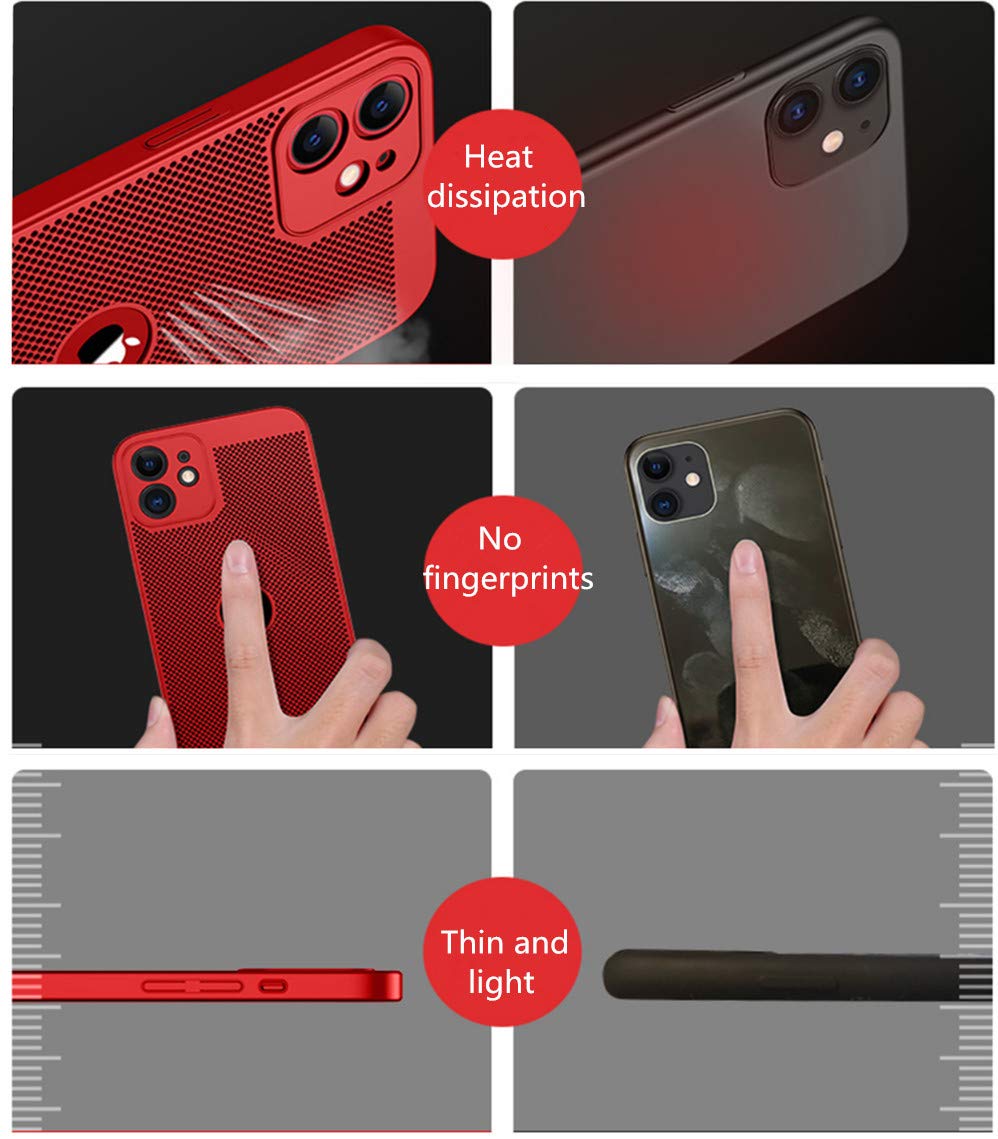 Ultra-Thin Slim Fit iPhone 12 Pro Max Case (6.7 inch 2020) - Breathable Cooling PC Back Cover with Skin Touch Feel & Heat Dissipation Technology | Perfect for Daily Use, Work & Outdoor Activities | Red