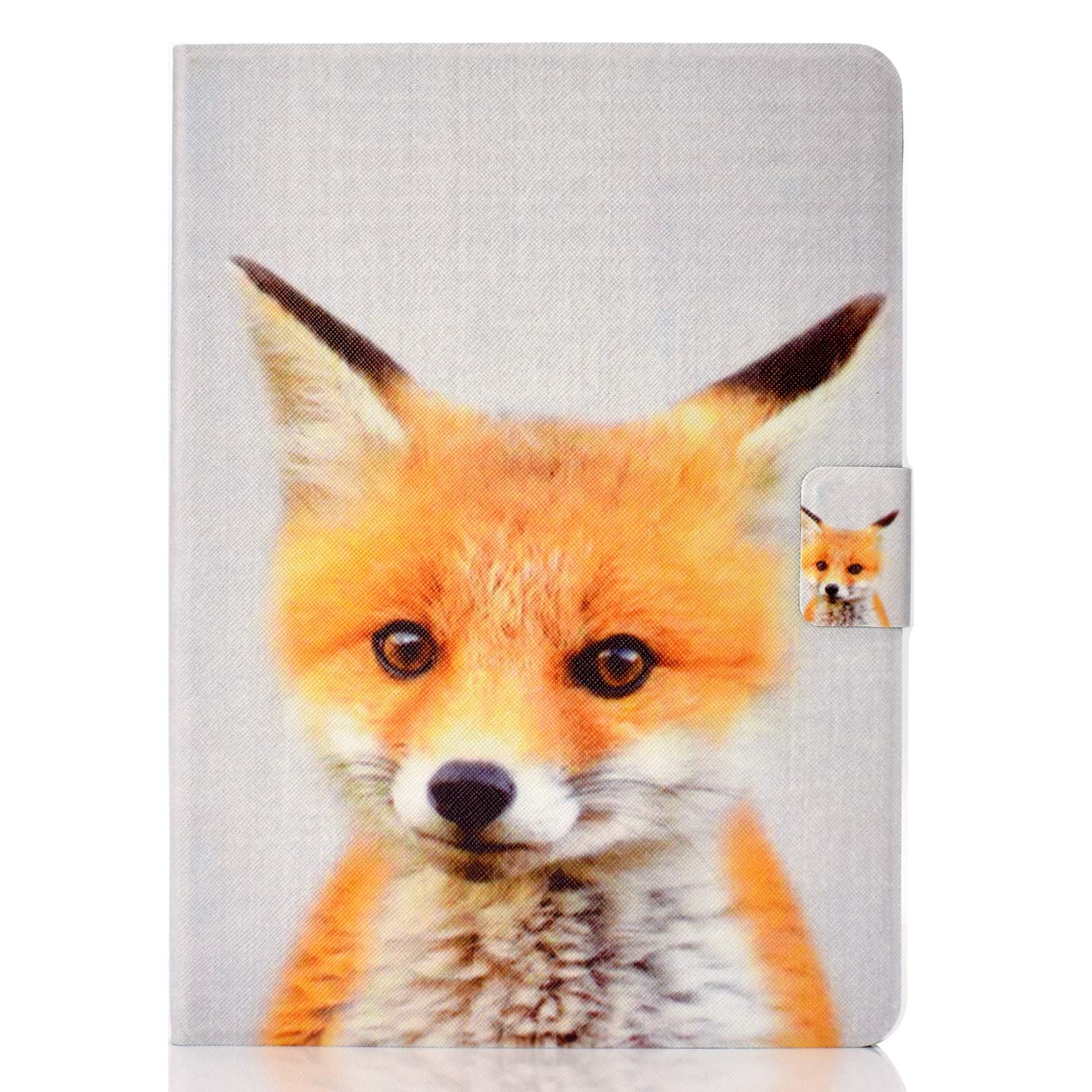 Premium Magnetic Smart PU Leather Case for iPad 9.7 inch (2017/2018) & iPad Air 1/2 - Shockproof Folio Stand Cover with Auto Sleep/Wake Function for iPad 6th/5th Gen & iPad Air 1st/2nd Gen (Yellow Fox Design) - Perfect for Work, Travel & Home Use