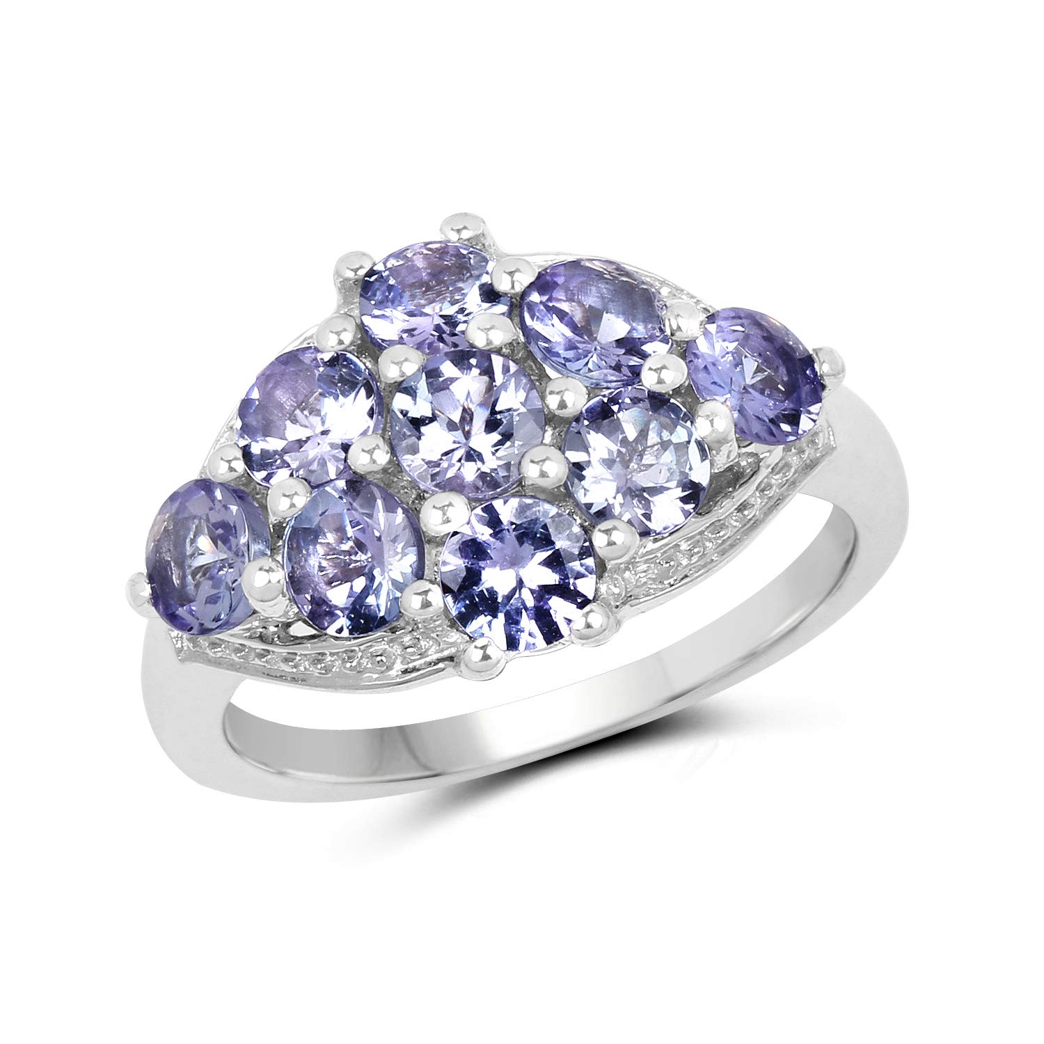 Genuine Tanzanite Sterling Silver Ring for Women - Round Cut 6.00 Size, Elegant Wedding, Engagement & Anniversary Jewelry Gift