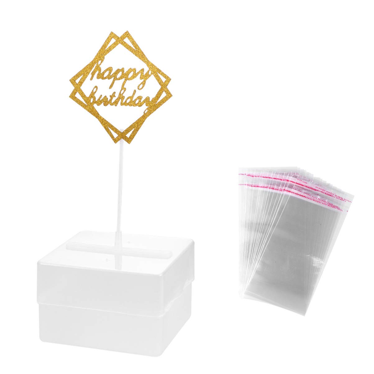 DOITOOL DIY Glitter Cake Money Box Set - Happy Birthday Cake Topper & ATM Money Dispenser Kit for Pull Out Money Cakes | Perfect for Birthday Party Decorations & Surprise Gift Scenes