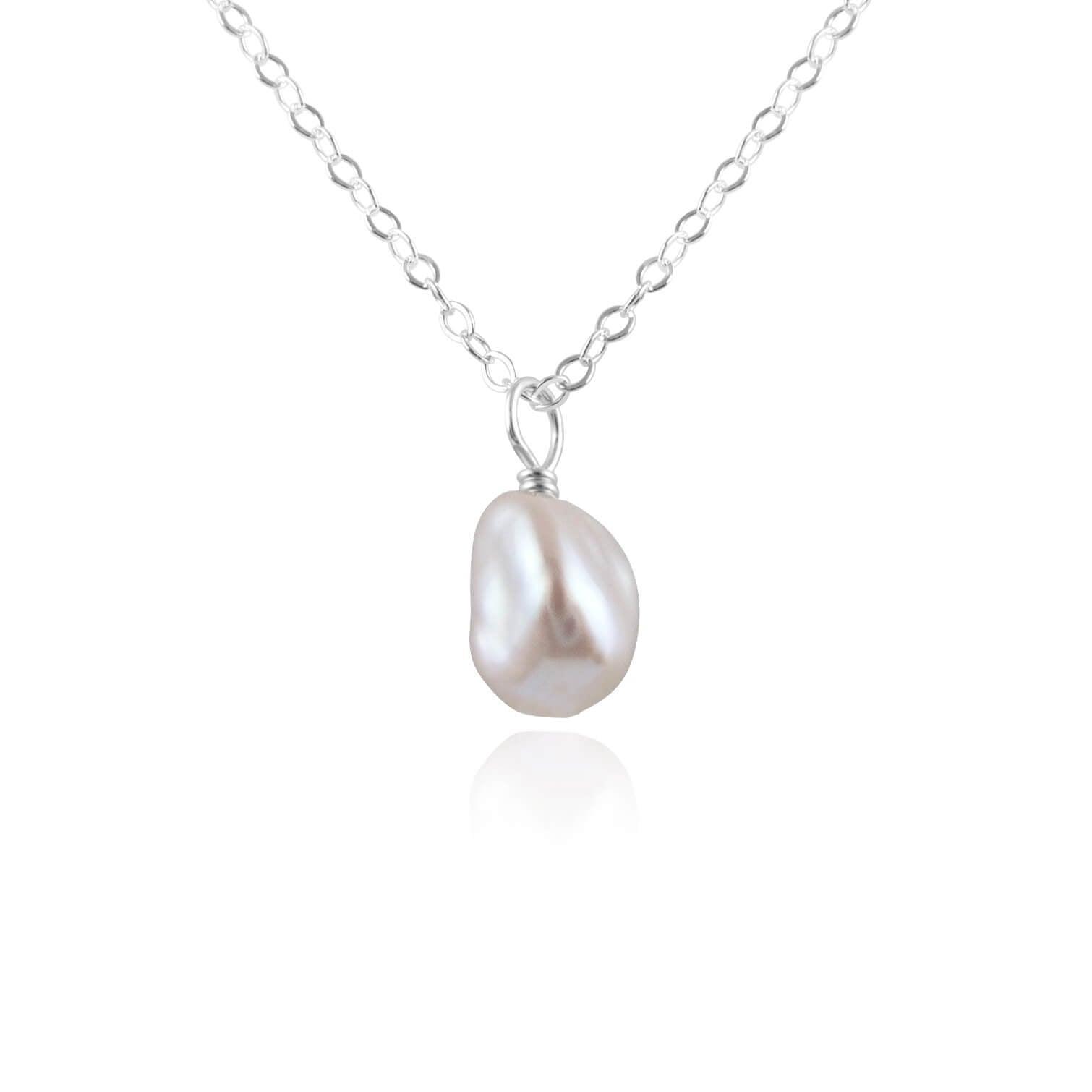 Tiny Raw White Freshwater Pearl Pendant Necklace - Dainty Natural Pearl Jewelry for Women - Perfect for Weddings, Date Nights & Special Occasions