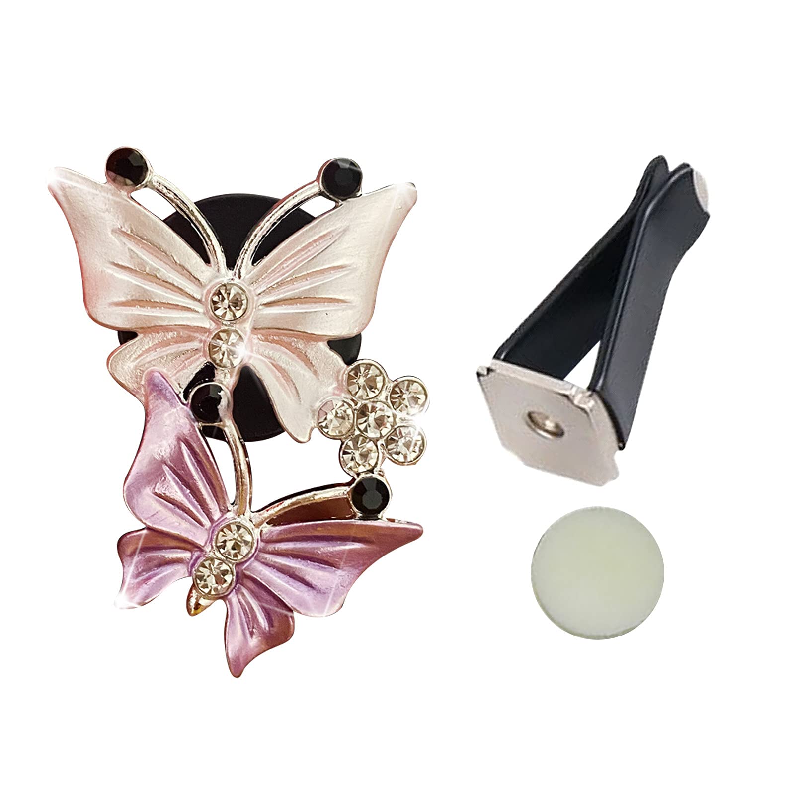 MOMKER Car Air Freshener Clip - Dual Butterfly Aromatherapy Vent Clips for Cars, Pink Car Perfume Diffuser & Interior Decor - Perfect for Freshening Your Vehicle, Office, or Home (#01-Pink)